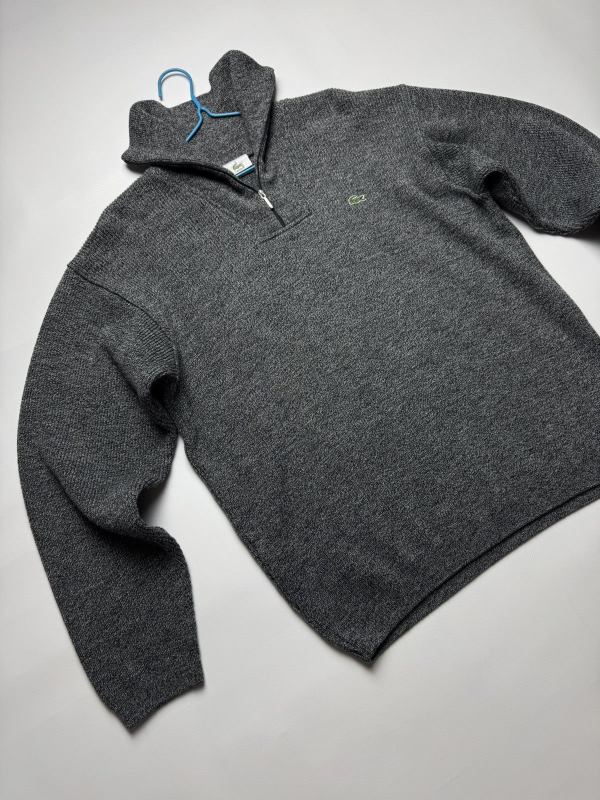 Lacoste Lacoste Half-Zip Wool Blend Sweater / Grey Melange Size US L / EU 52-54 / 3 - 2 Thumbnail