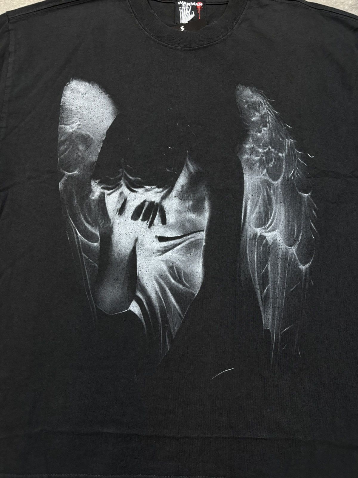 Vintage WARMAN WEEPING ANGEL GRAPHIC TEE, WASHED BLACK Size US S / EU 44-46 / 1 - 2 Thumbnail