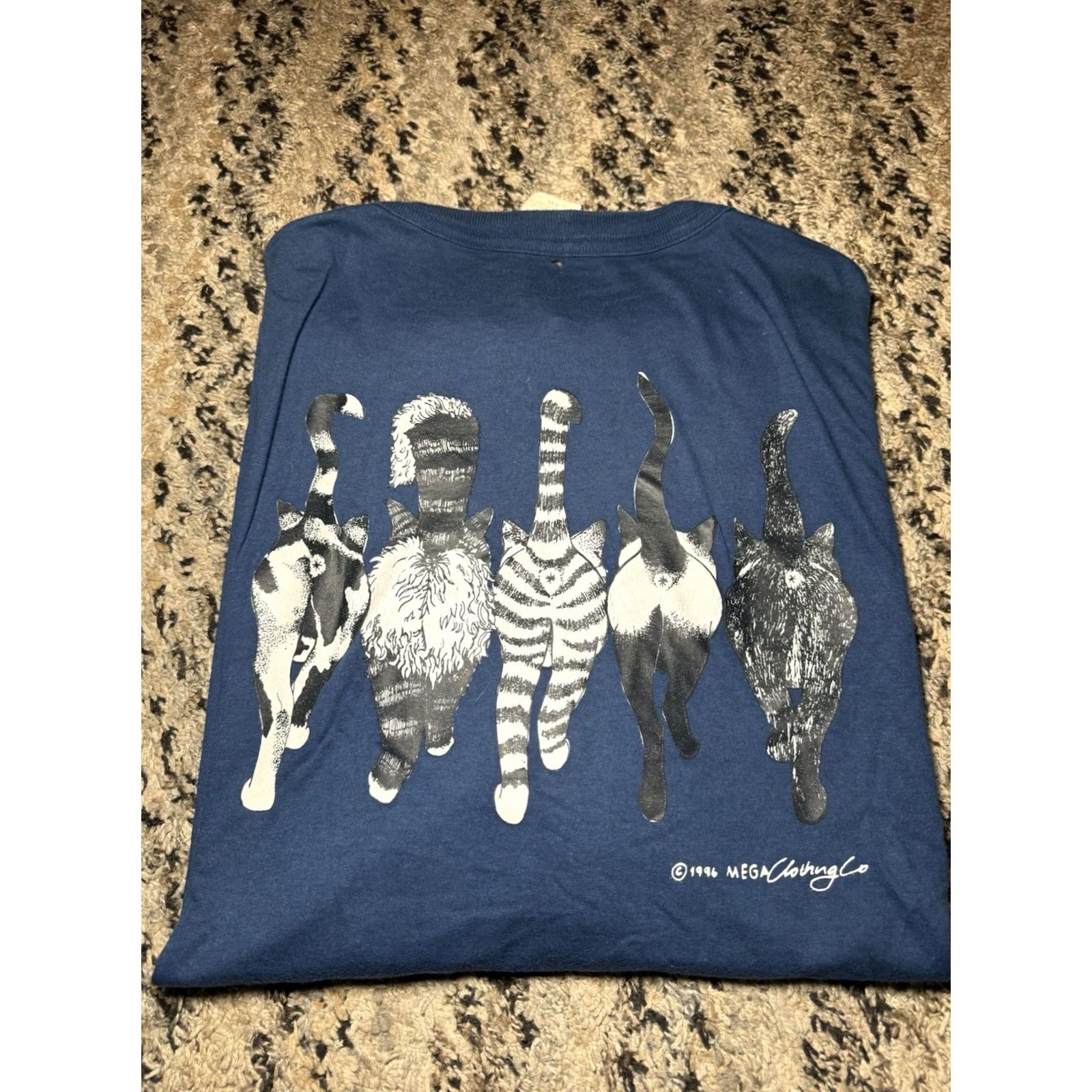 Doublet VINTAGE 90s Cats Tee Shirt Funny Butts Graphic Double Sided 2XL Blue Mens T-Shirt Cat Shirt Size US XXL / EU 58 / 5 - 2 Thumbnail