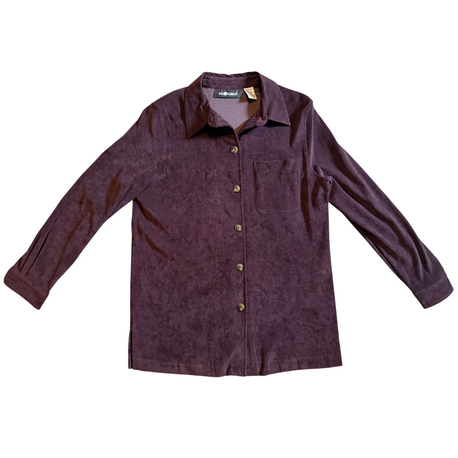 Vintage Vintage 90s Sag Harbor Faux Suede Purple Women's Blouse Size XL / US 12-14 / IT 48-50 - 1 Thumbnail
