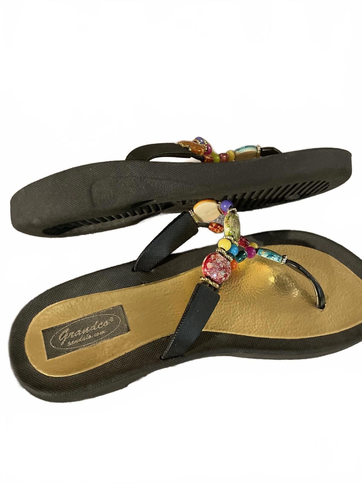 Other Grandco Sandals Women’s 9 Black Gold Beaded Flip Flops Beach Size US 9 / IT 39 - 8 Thumbnail