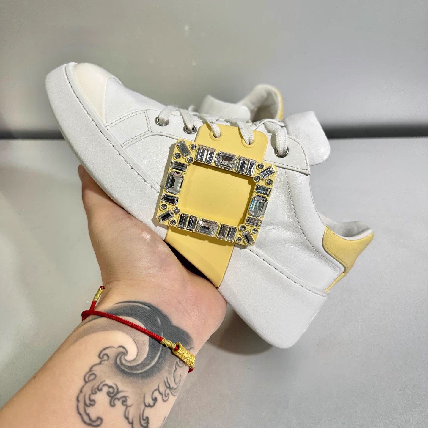 Roger Vivier Roger Vivier white & yellow crystal buckle sneakers 36 Size US 5 / IT 35 - 9 Thumbnail