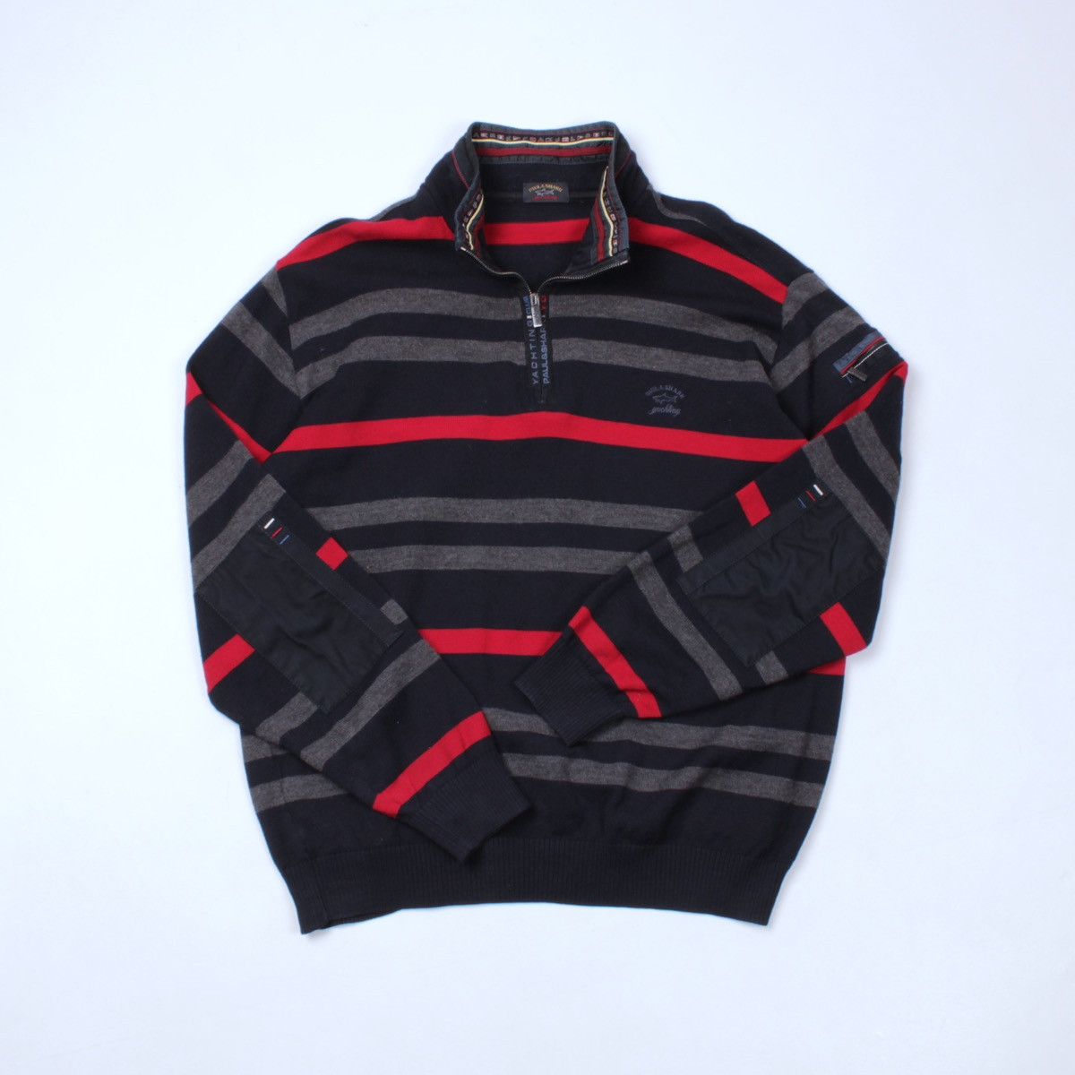 Designer × Paul & Shark PAUL SHARK Yachting Club Wool Half Zip 1/4 Striped Sweater Size US XL / EU 56 / 4 - 1 Thumbnail