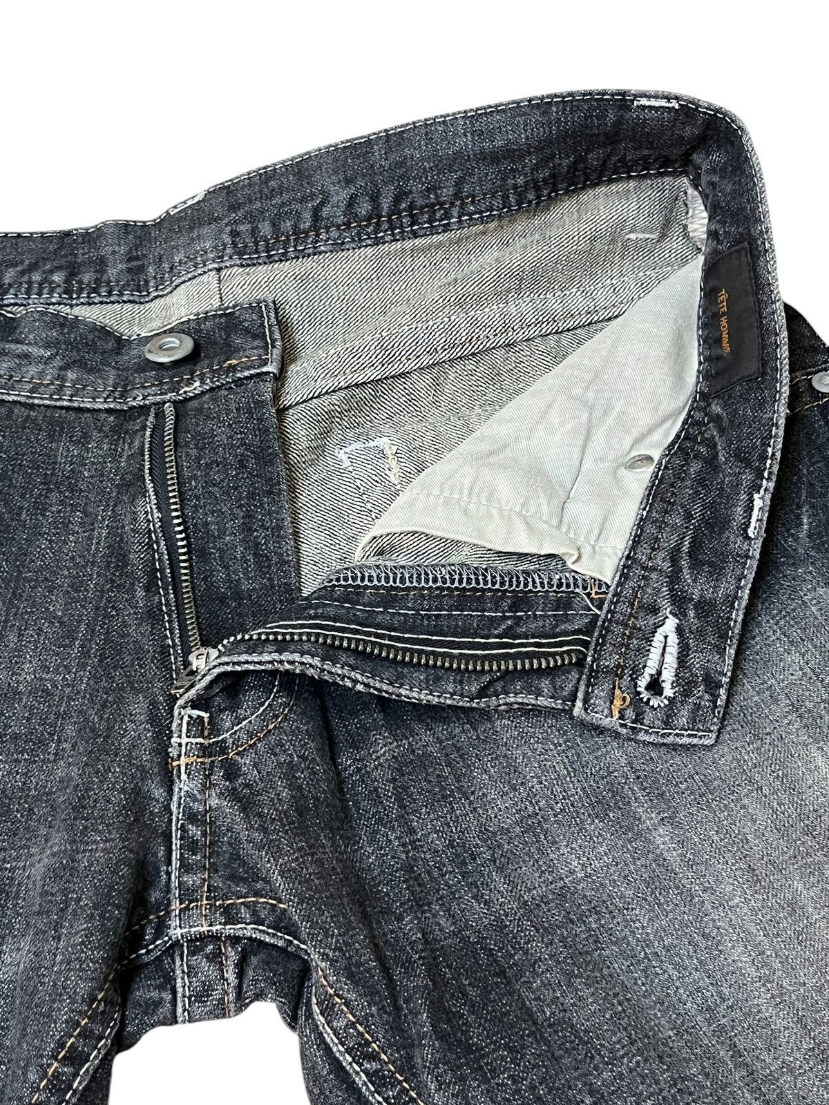Issey Miyake ARCHIVAL VINTAGE TETE HOMME DISTRESSED PATCHWORK STYLE JEANS Size US 30 / EU 46 - 10 Thumbnail