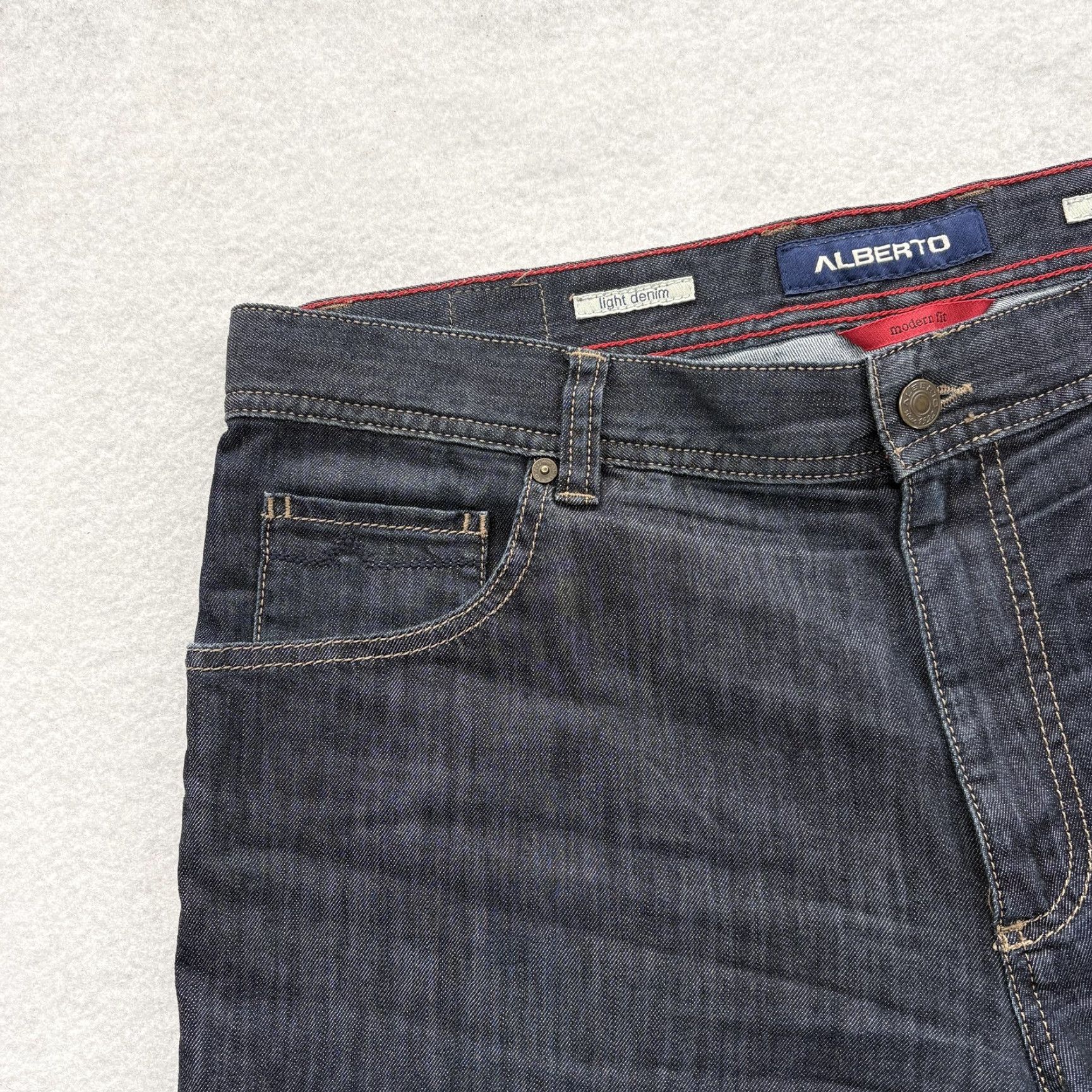 Vintage Alberto Stone Modern Fit Jeans Mens 36x32 Blue Dark Wash Regular Stretch Denim Jeans Wide Range Updated 90s Theme Mens Size US 36 / EU 52 - 3 Thumbnail