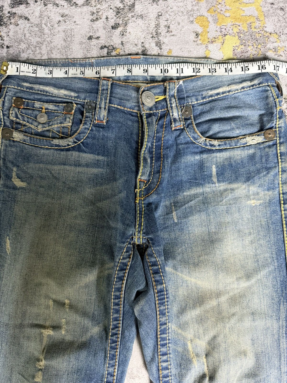 Tornado Mart Vintage True Religion Joey Big T Flared Distressed Jeans Size US 33 - 6 Thumbnail