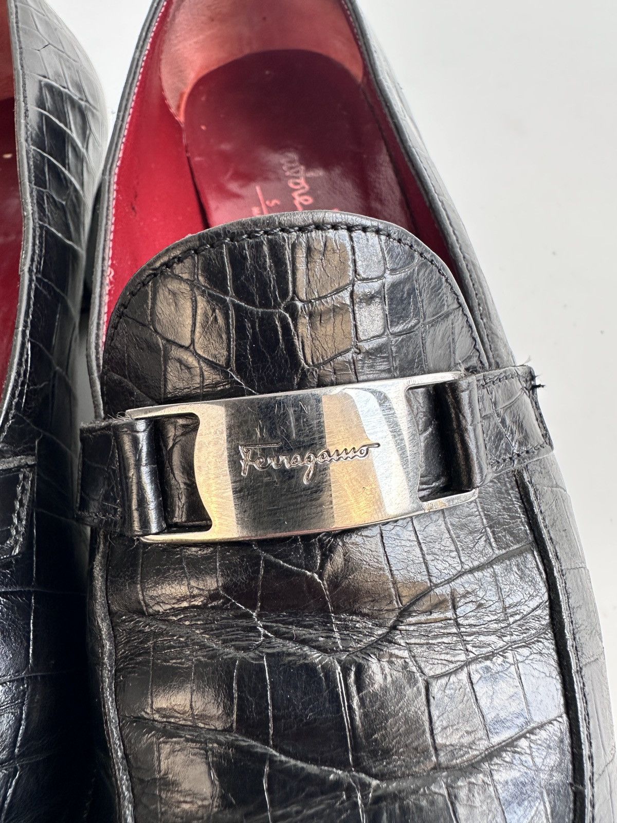 Salvatore Ferragamo Salvatore Ferragamo Sport Croc-Embossed Leather Loafers Size US 6 / IT 36 - 6 Thumbnail