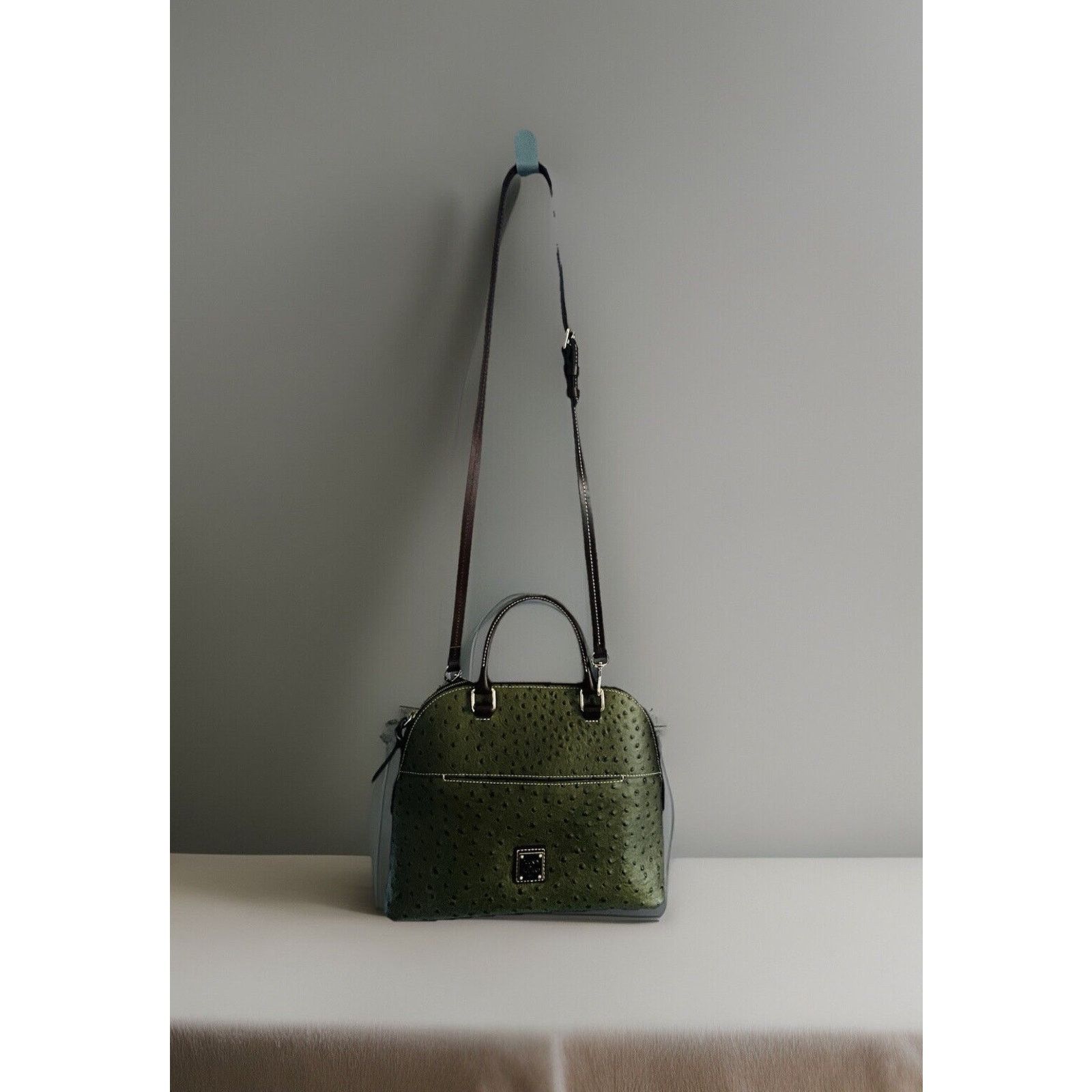 Dooney & Bourke NWT Dooney Bourke Ostrich Leather Carter Satchel Olive Dome Size ONE SIZE - 22 Thumbnail