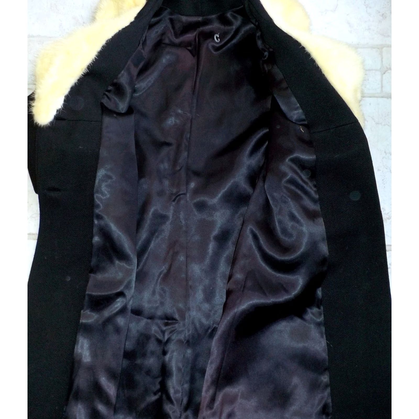 Vintage VTG Jackie O Stroller Coat Black Wool Mink Trimmed Double Breasted Size:2-4? Small Womens Jacket/Coat 3/4 Sleeve Knee Length Retro 50-60s Vintage Size XS / US 0-2 / IT 36-38 - 5 Thumbnail