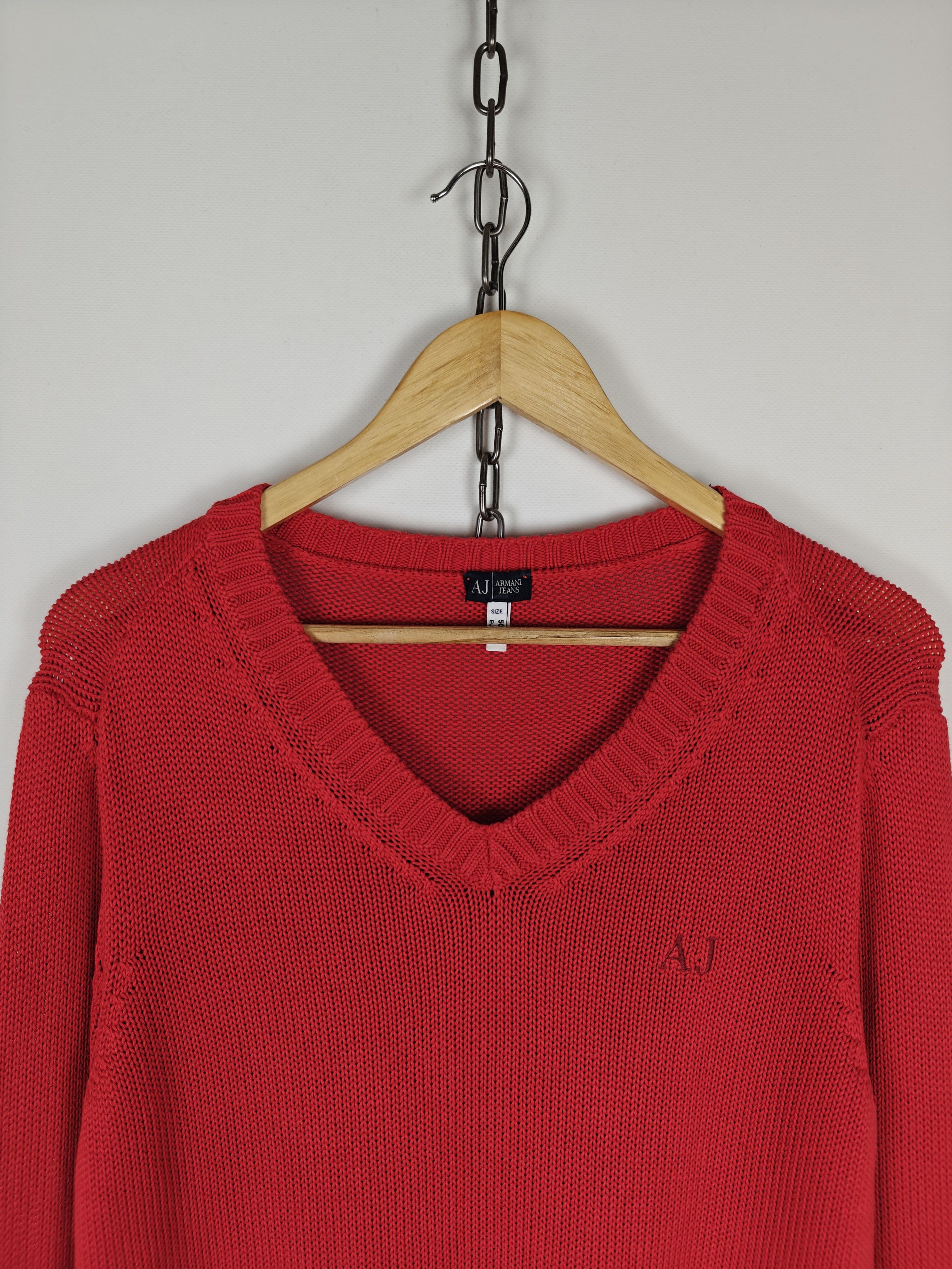 Armani Armani Jeans Sweater Knit VTG Pullover V-Neck Red size M Size US M / EU 48-50 / 2 - 2 Thumbnail