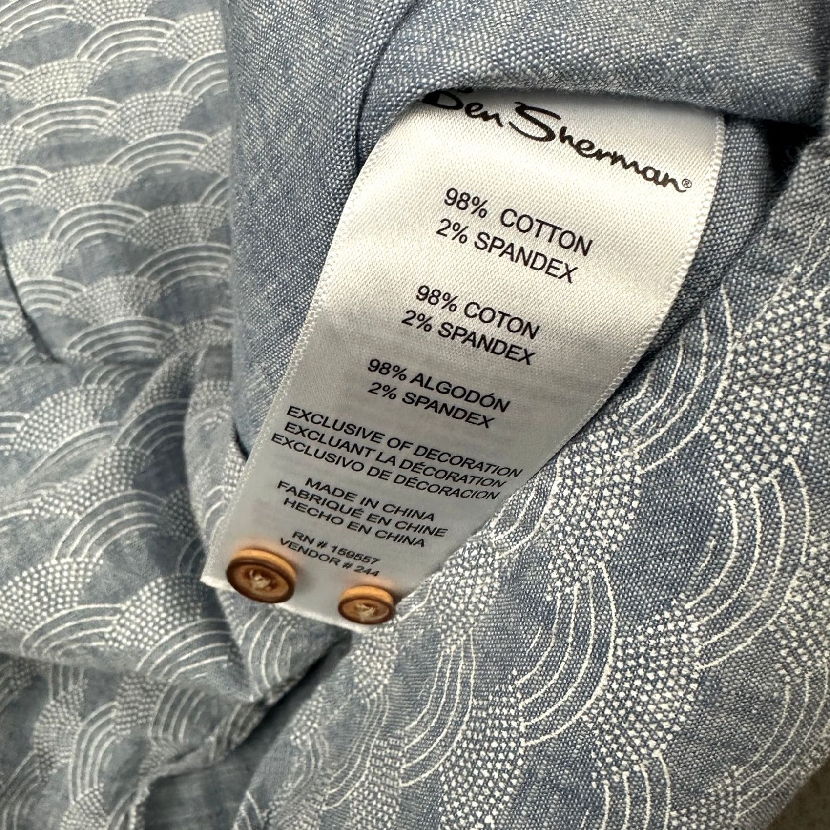 Ben Sherman Ben Sherman Shirt Men Large Blue Geometric Scale Print Short Sleeve Cotton L Size US L / EU 52-54 / 3 - 5 Thumbnail
