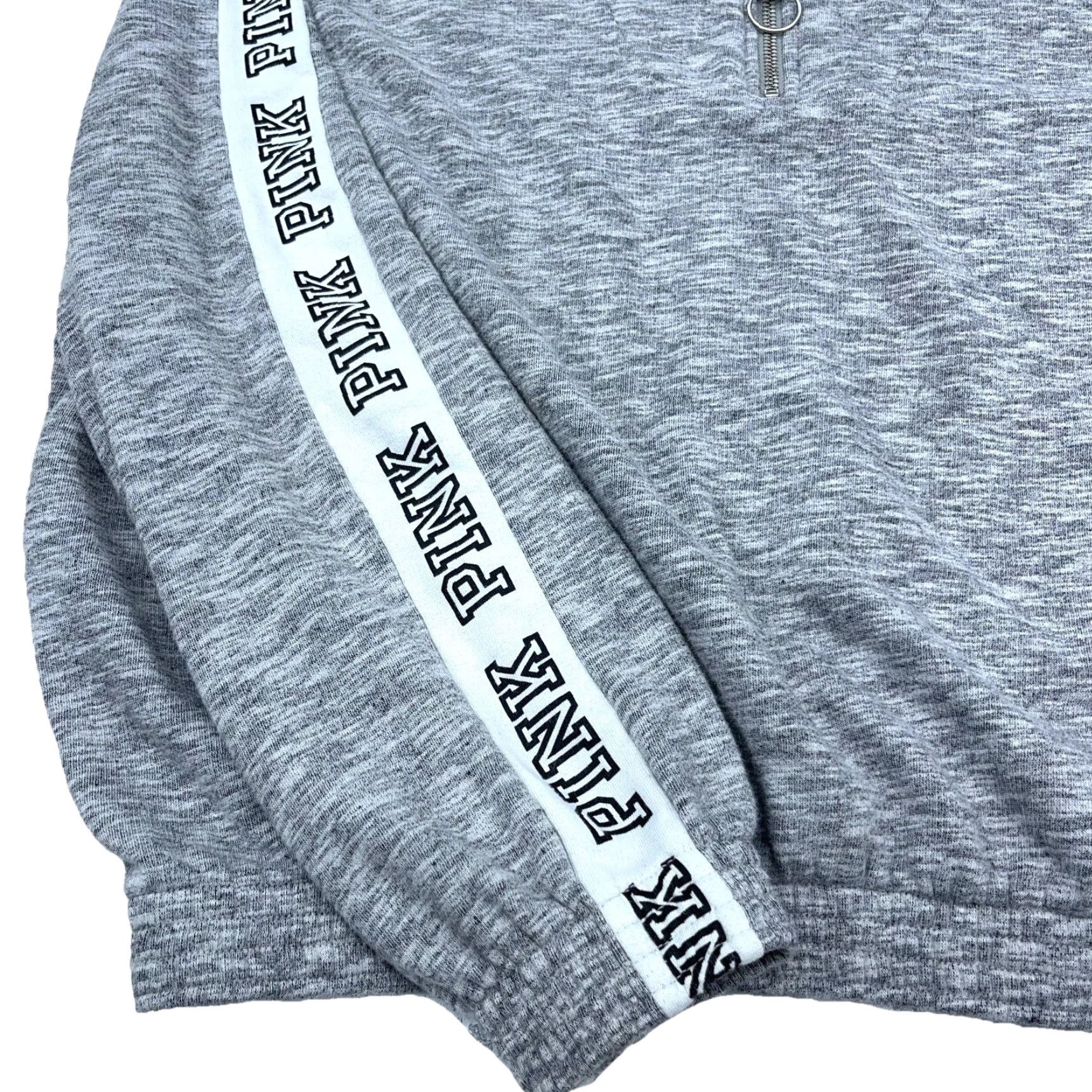Victoria's Secret Victoria's Secret PINK Sweatshirt Women Medium Gray White Quarter Zip Sweater Crop Size M / US 6-8 / IT 42-44 - 2 Thumbnail