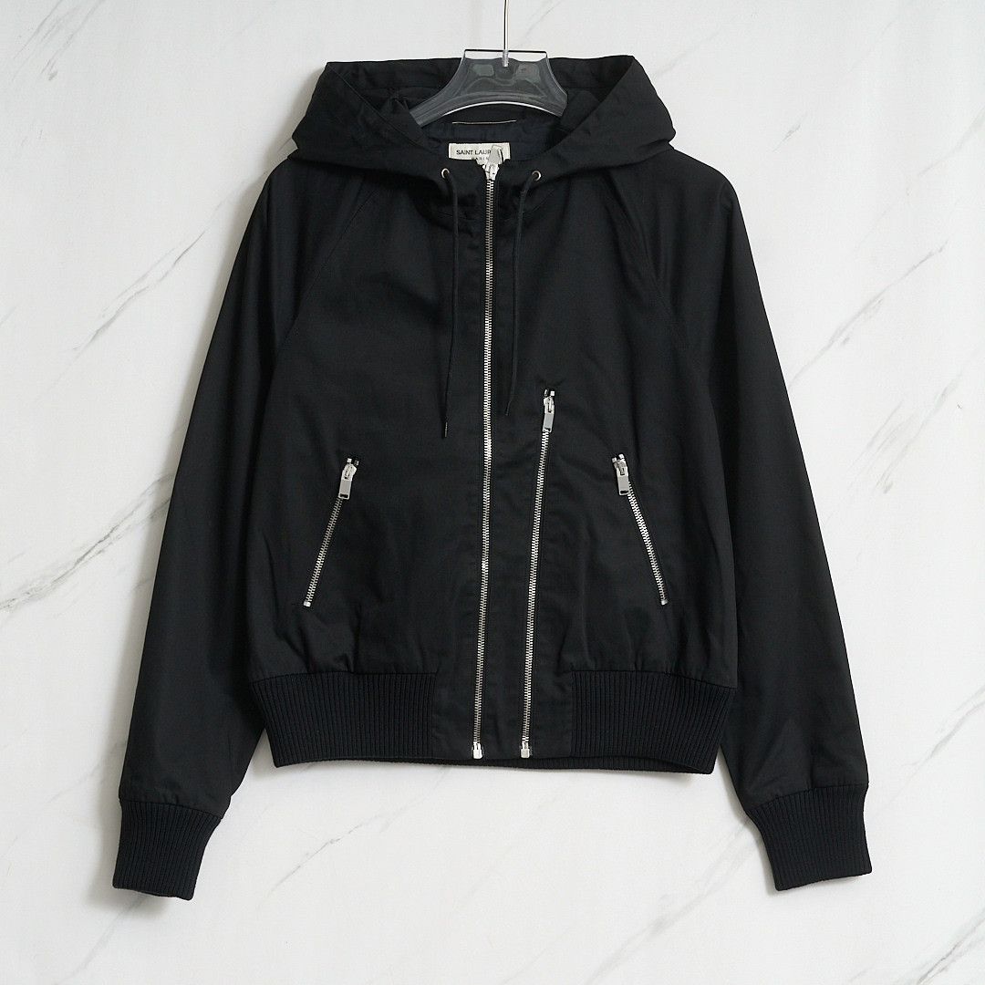 Saint Laurent Paris Saint Laurent Men's Black Hooded Jacket Size US M / EU 48-50 / 2 - 1 Thumbnail