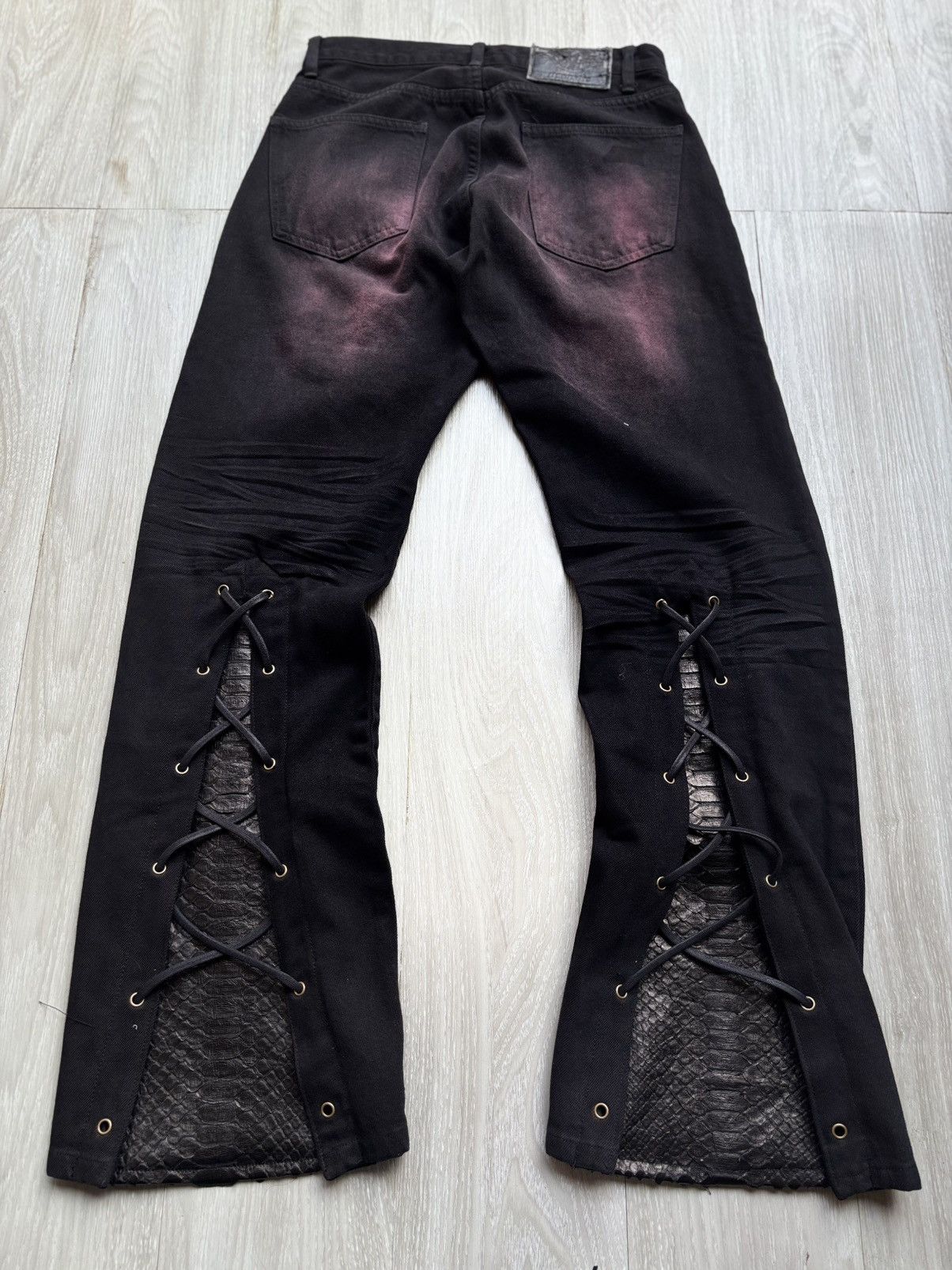 Japanese Brand ACOUSTIC lace-up flare jeans Size US 27 - 5 Thumbnail