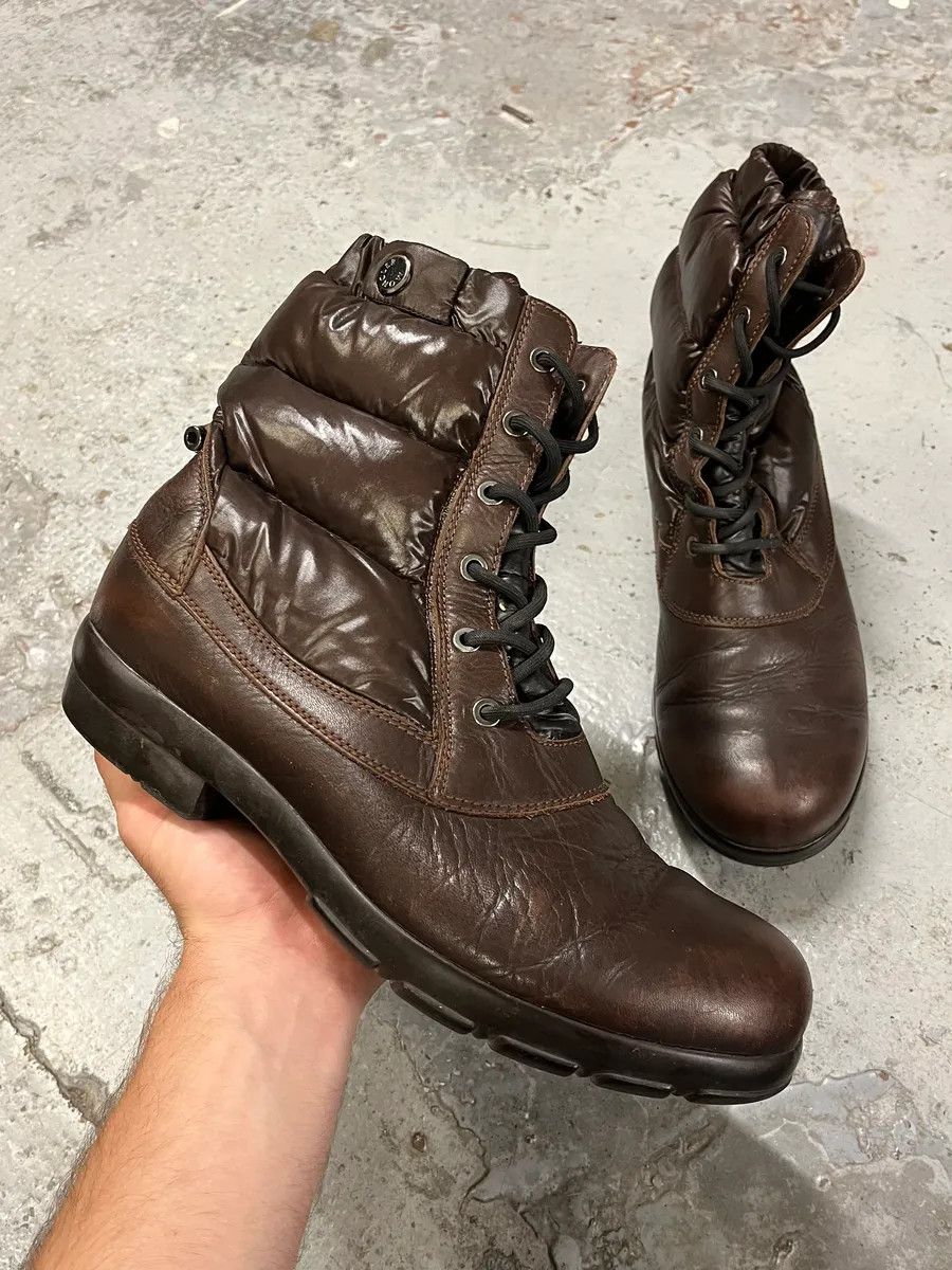 Moncler Moncler Brown Quilted Leather Boots Size US 10 / EU 43 - 1 Thumbnail