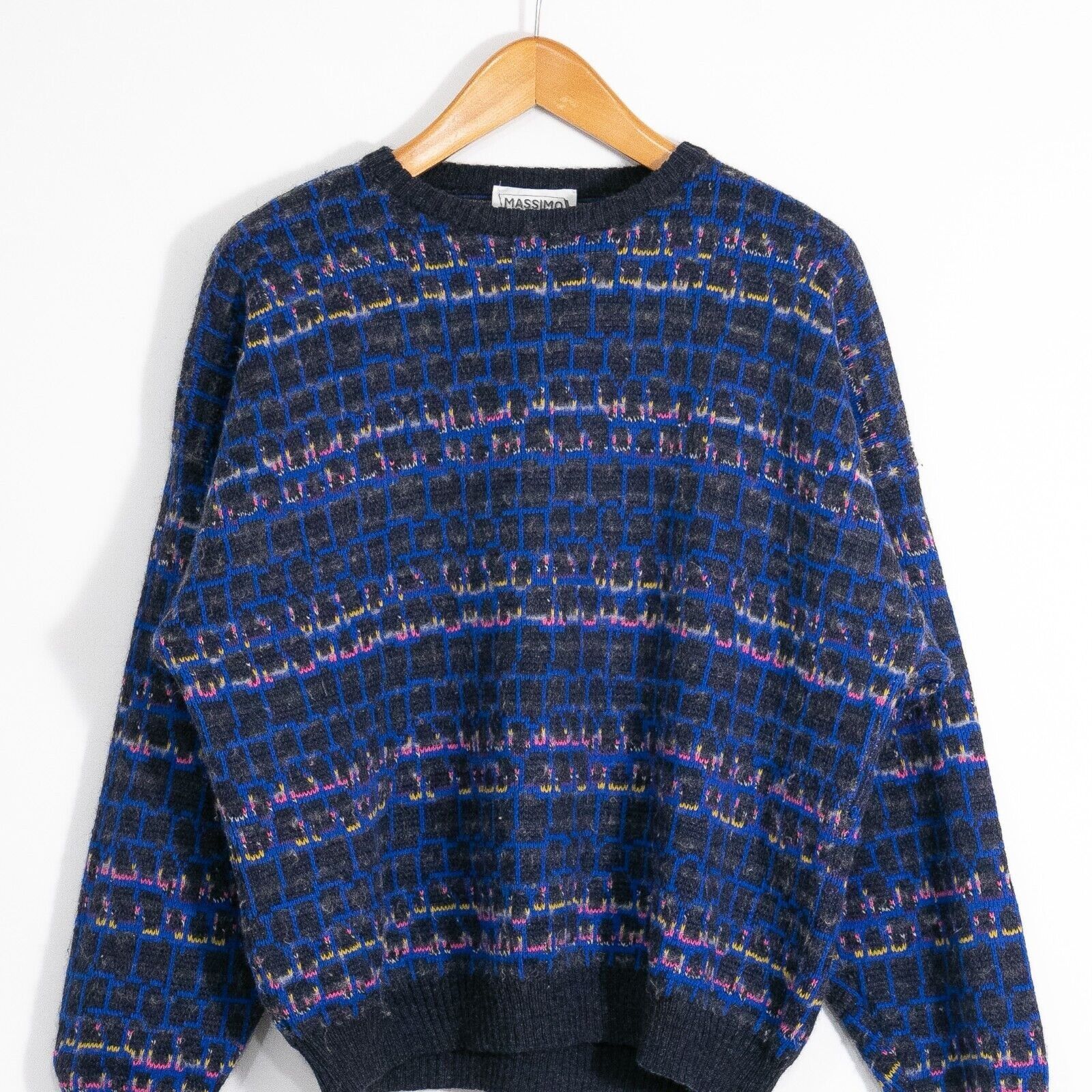 Vintage Vintage Italian Speckled Abstract Pattern Wool Sweater Large Size US L / EU 52-54 / 3 - 2 Thumbnail