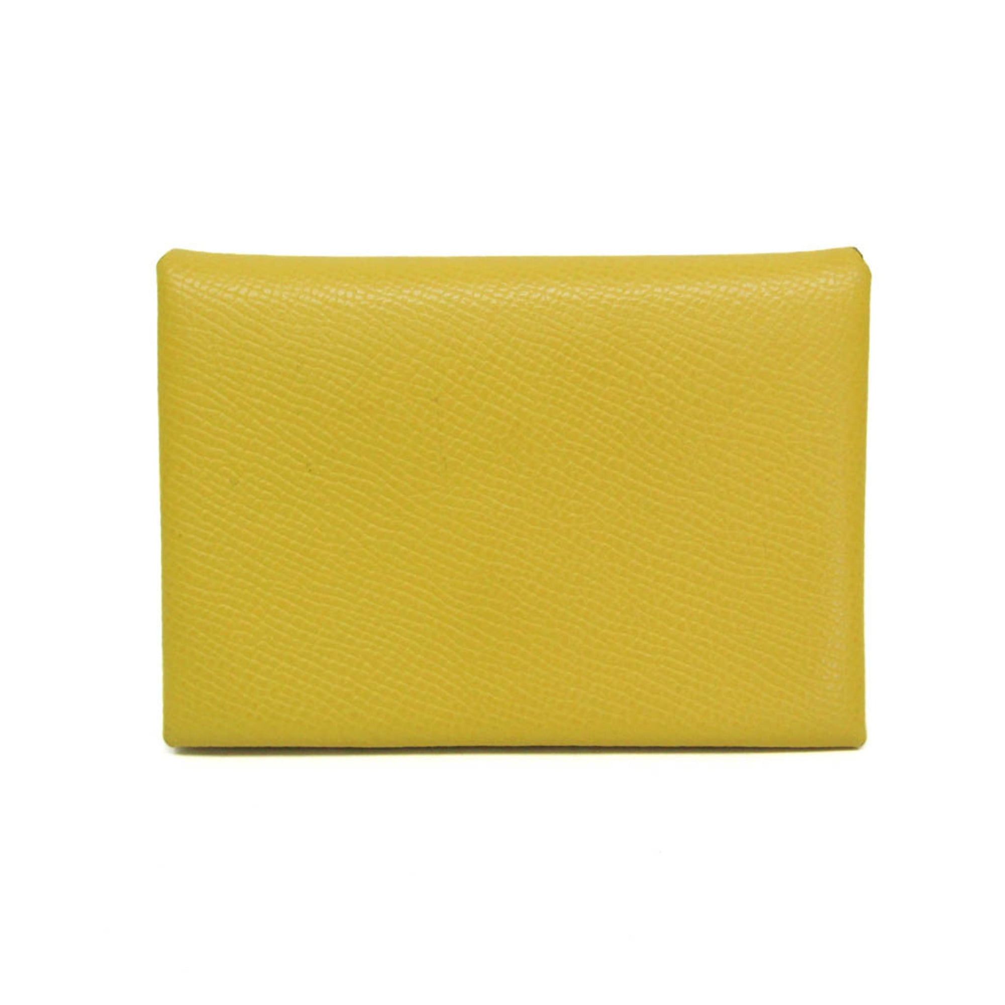 Hermes Hermes Calvi Duo Epsom Leather Card Case Yellow Size ONE SIZE - 1 Thumbnail
