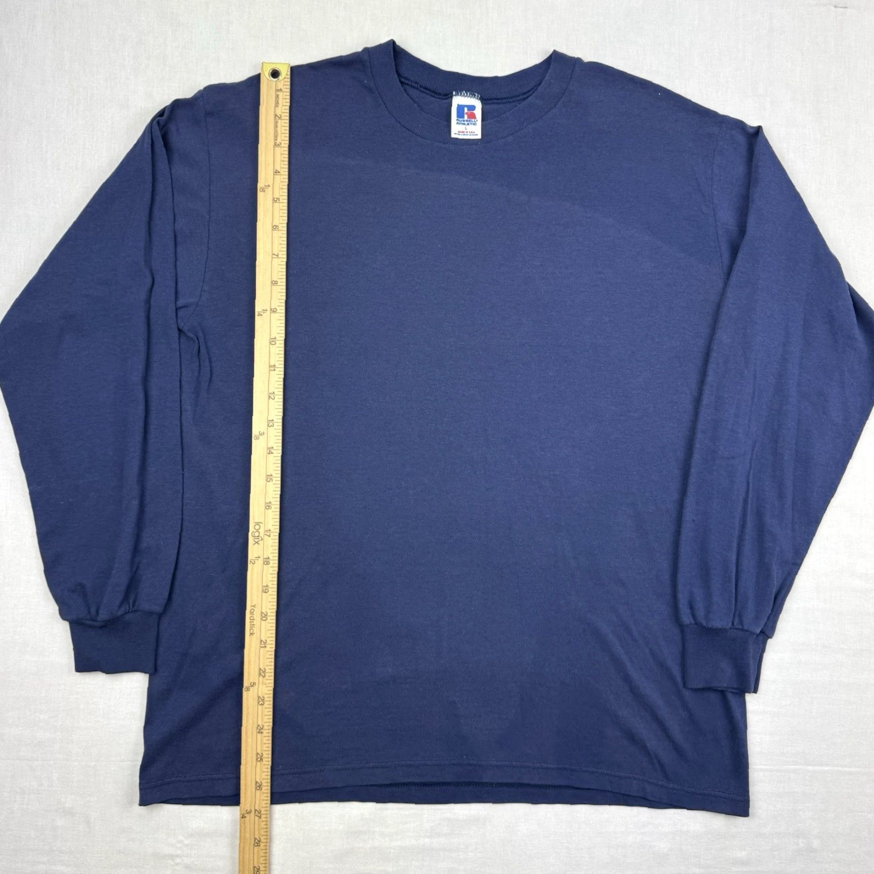 Russell Athletic VINTAGE Russell Athletic Long Sleeve T-Shirt Adult Large Blue Grunge 90s Mens Size US L / EU 52-54 / 3 - 5 Thumbnail
