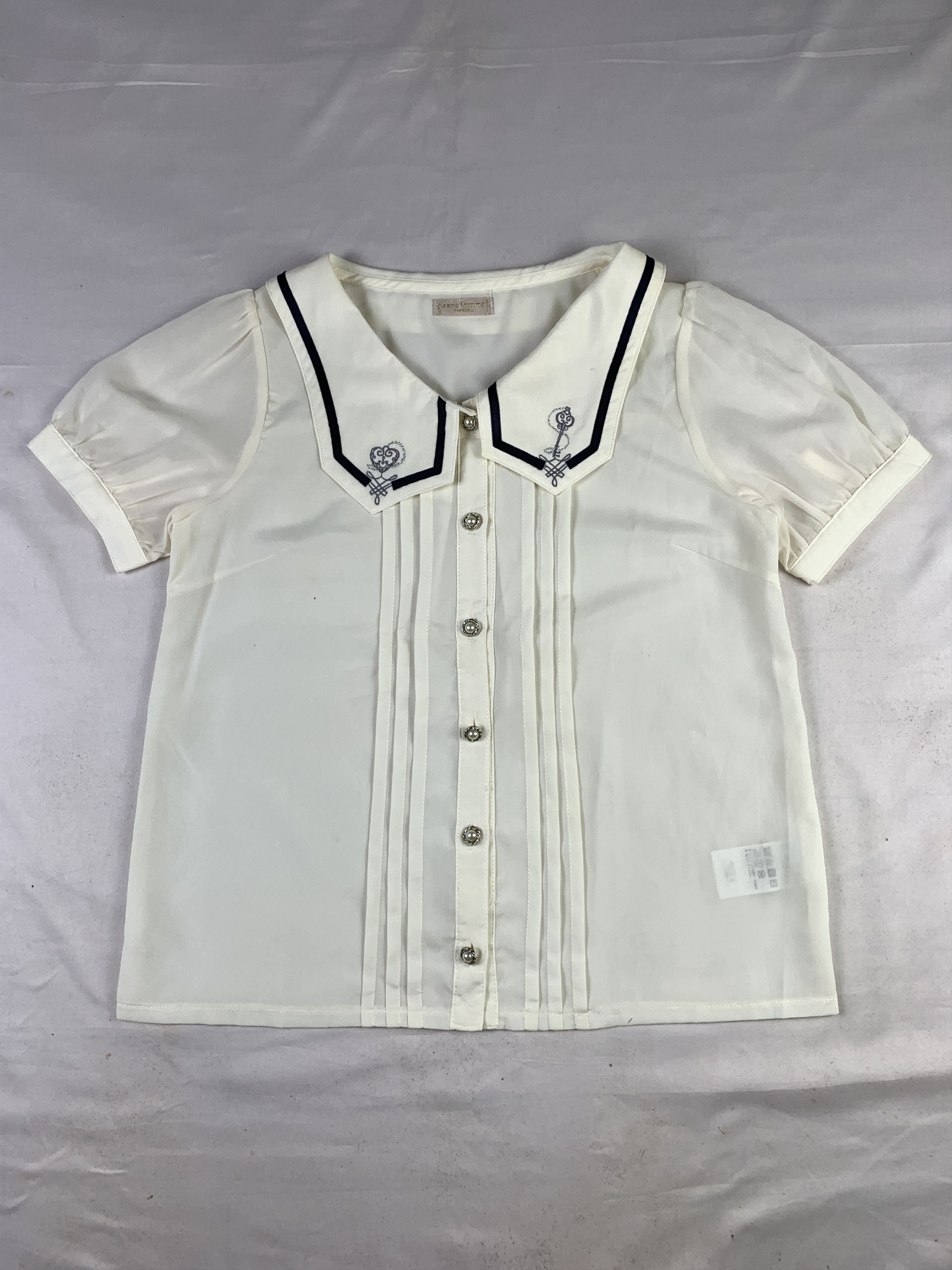 Japanese Brand axes Femme White Maid School Sheer Blouse (M) Size M / US 6-8 / IT 42-44 - 1 Thumbnail