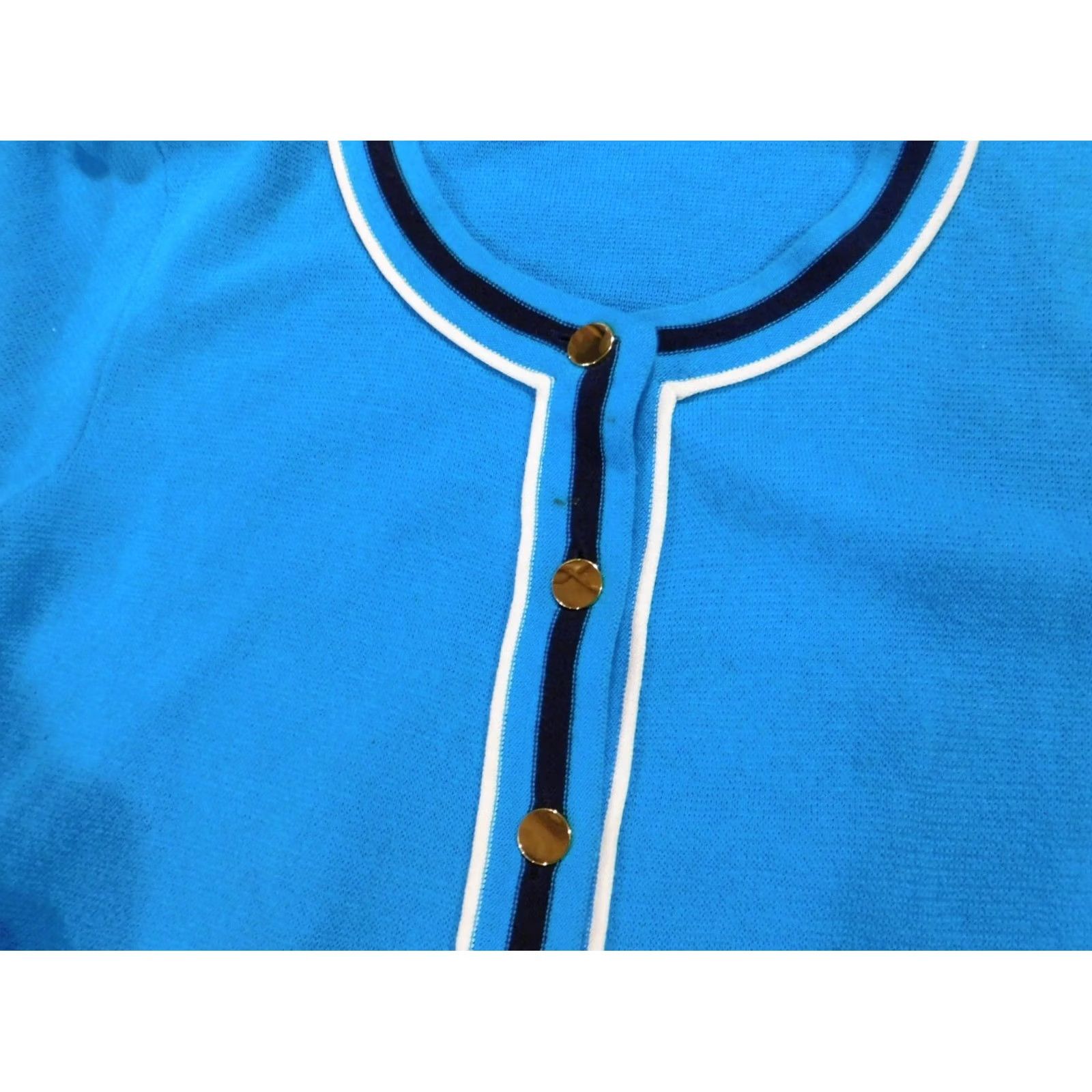 Vintage Crown & Ivy Womens Cardigan Sweater PL Petites Blue Crew Neck Button Stretch Raglan Long Sleeve Knit Cotton Regular Size L / US 10 / IT 46 - 5 Thumbnail