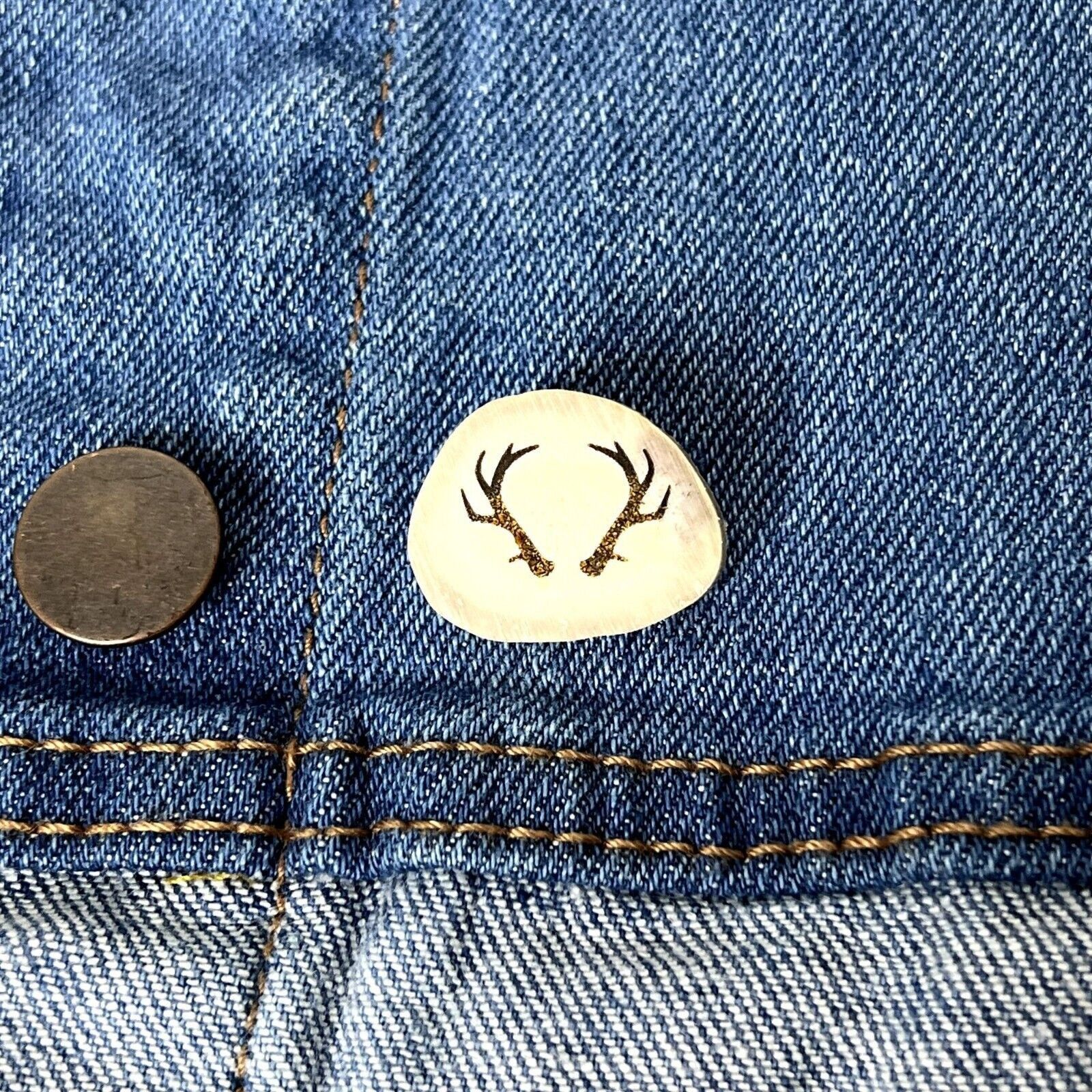 Handmade Real Deer Antler Engraved Pin Size ONE SIZE - 1 Thumbnail