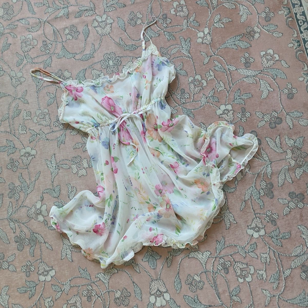 Victoria's Secret Victoria’s Secret 1990s Floral Chiffon Slip Dress (S–M) Size M / US 6-8 / IT 42-44 - 8 Thumbnail