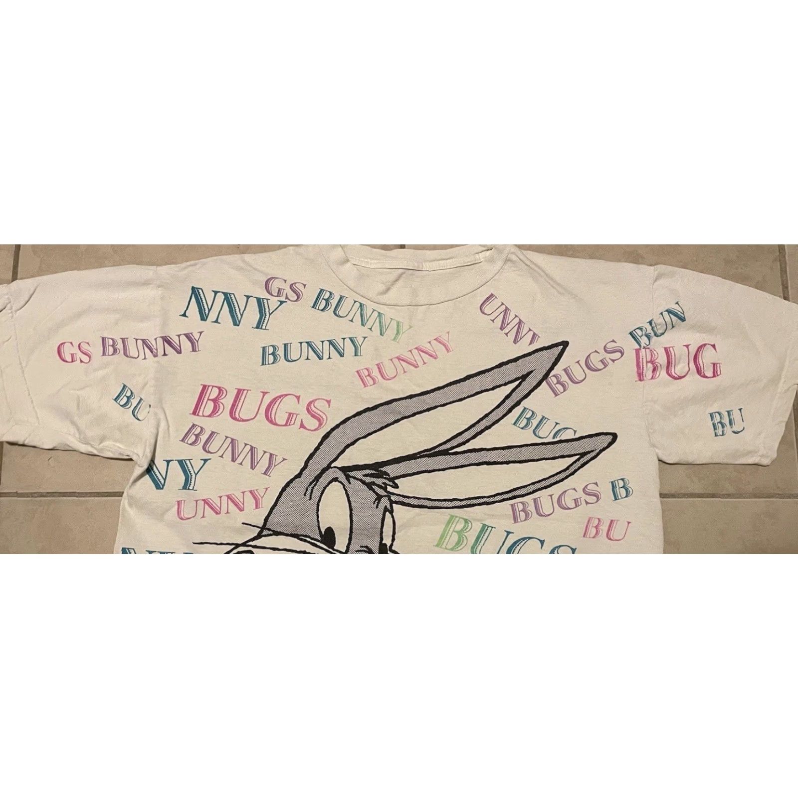 Vintage Vtg 90s Bugs Bunny Faded AOP Shirt L Boxy Looney Tunes Cartoon Warner Bros Taz Size US L / EU 52-54 / 3 - 6 Thumbnail