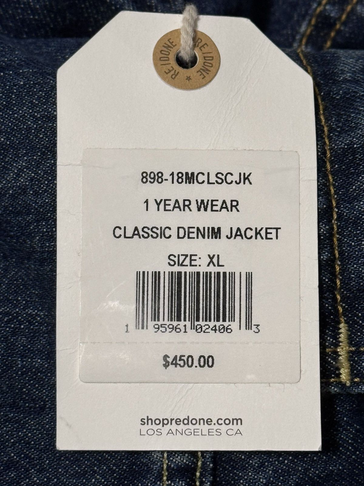 RE/DONE NWT RE/DONE Men’s Classic Denim Jacket 1 Year Wear Blue XL Size US XL / EU 56 / 4 - 11 Thumbnail