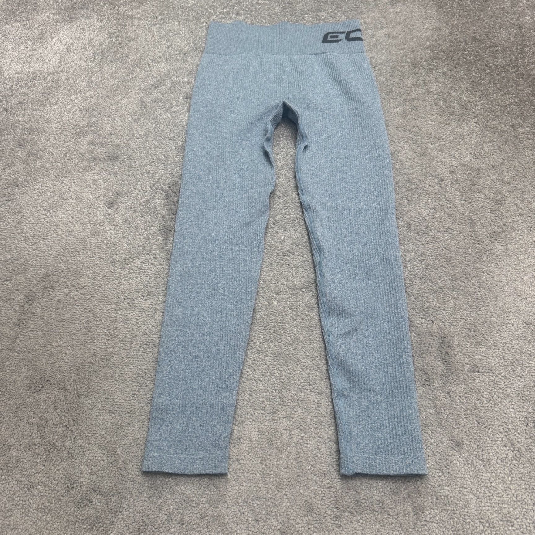 Vintage VINTAGE Echt Brand Blue Seamless Ribbed High Rise Compression Leggings Womens Small Activewear Yoga Gym Size 28" / US 6 / IT 42 - 2 Thumbnail