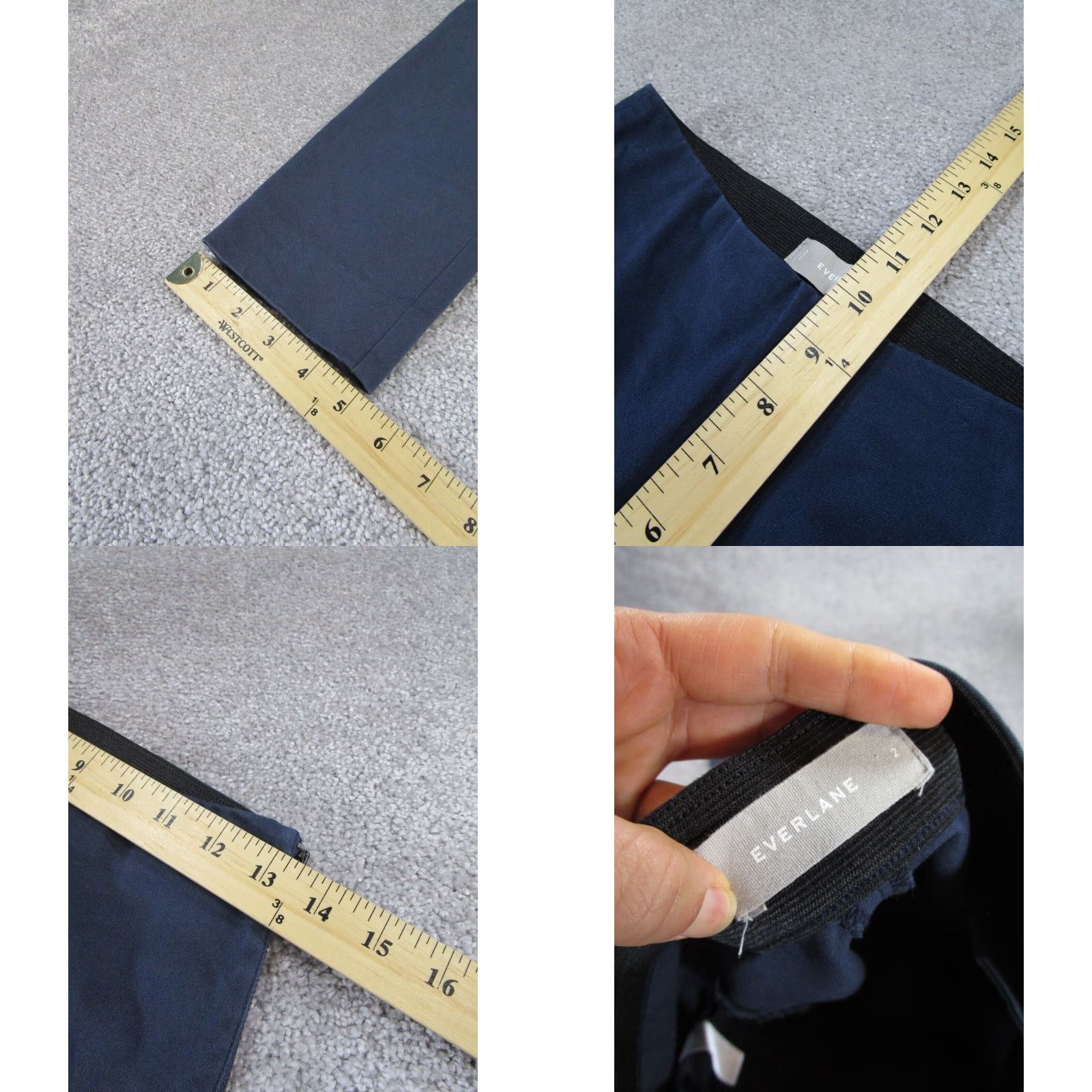 Everlane Womens Everlane Pants Navy Blue Skinny Cotton Stretch Trousers Office XL Size 26" / US 2 / IT 38 - 4 Thumbnail