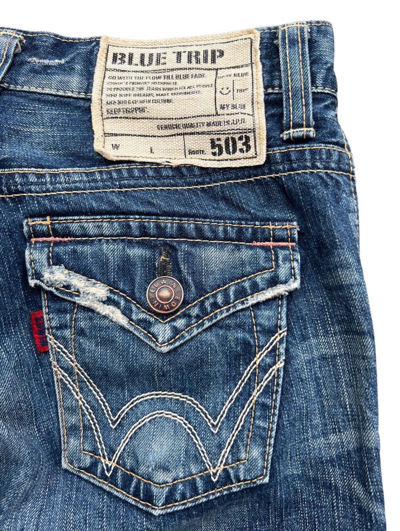 Edwin Vintage Edwin Blue Trip Distressed Flare Denim Jeans 29x29 Size 29" - 9 Thumbnail