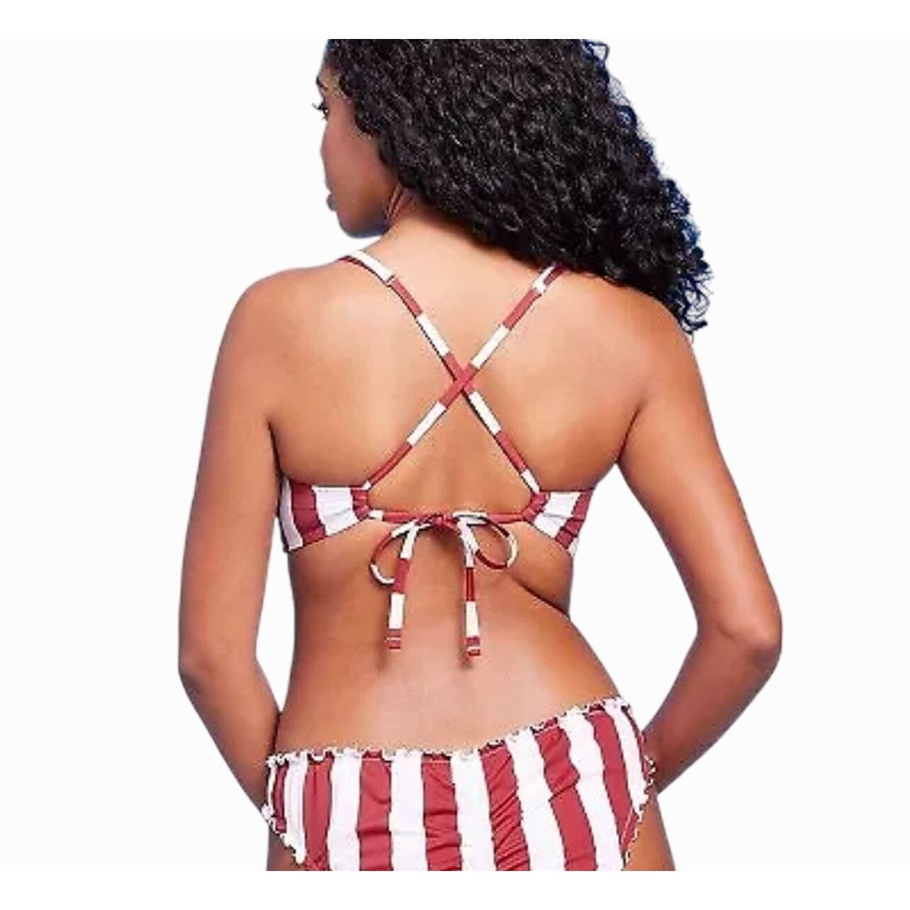 Other Shade & Shore - Women's Bralette Bikini Top - Red/White - 32 Size ONE SIZE - 2 Thumbnail