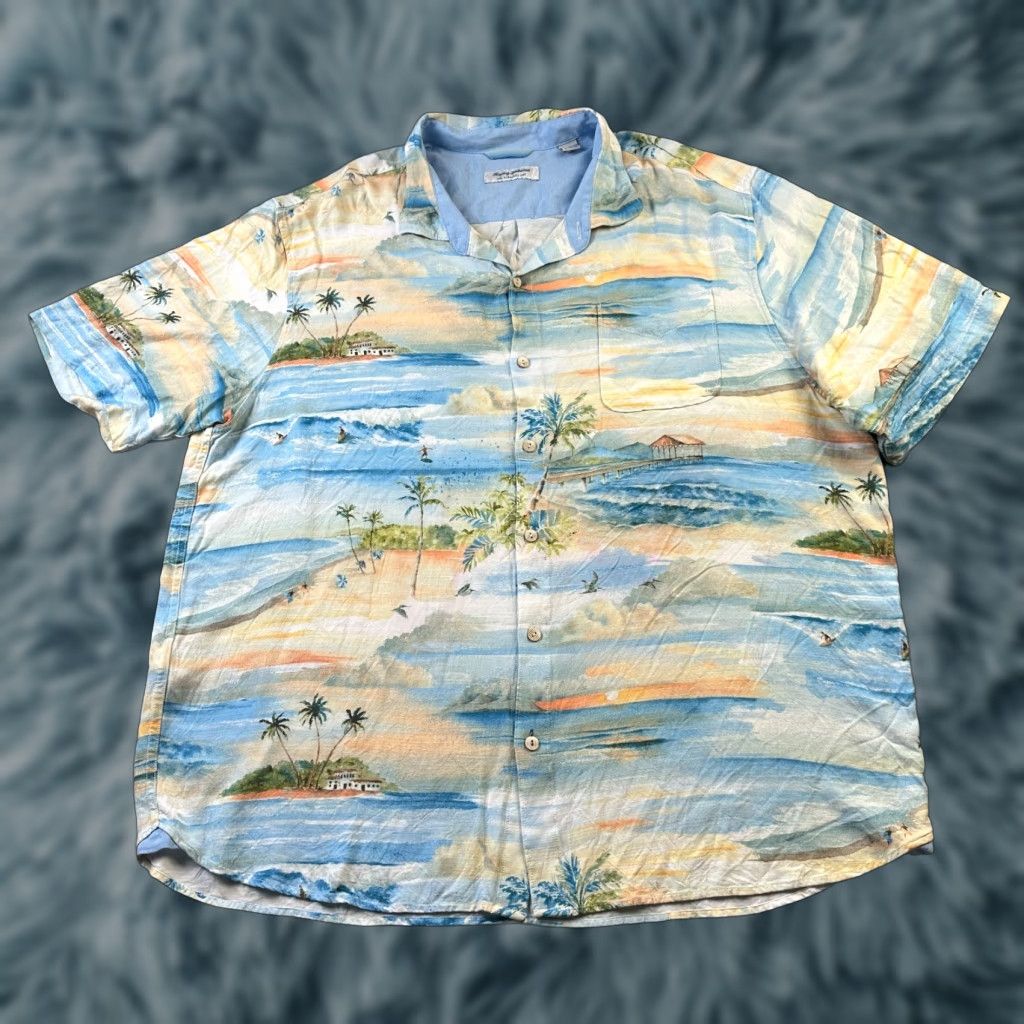 Tommy Bahama VINTAGE Tommy Bahama Shirt Mens 3XL Blue Short Sleeve Camp Veracruz Cay Geometric Pattern Button-Up Collared Casual Travel Summer Size US XXL / EU 58 / 5 - 1 Thumbnail