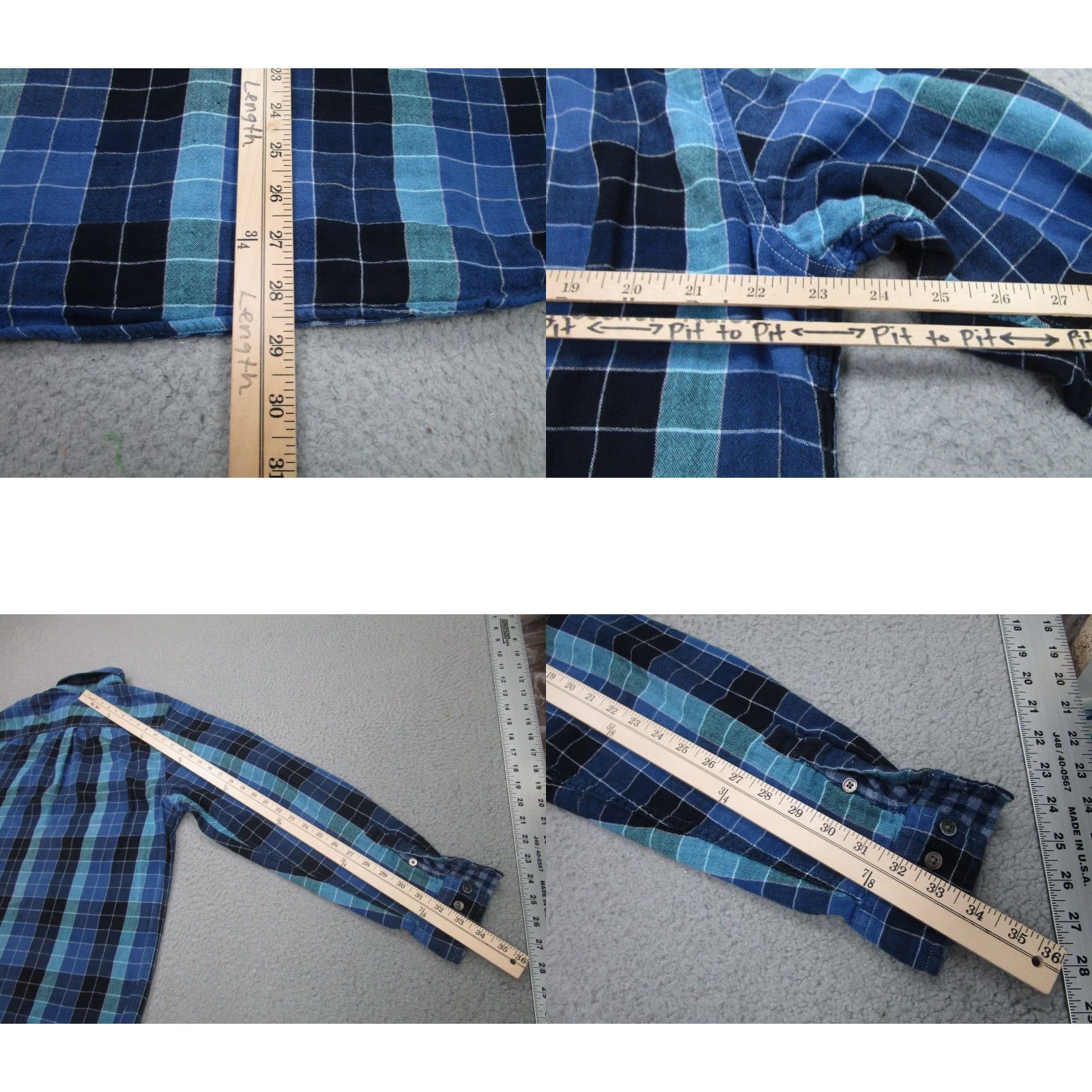 Carbon2Cobalt VINTAGE Carbon 2 Cobalt Shirt Mens Large Blue Plaid Long Sleeve 2 Ply Layered Adult Size US L / EU 52-54 / 3 - 8 Thumbnail