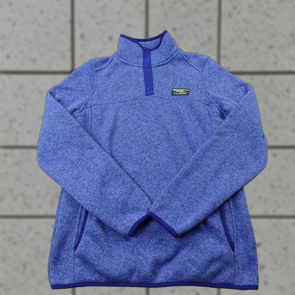 Vintage L.L. Bean Sweater Womens S Blue Katahdin Snap Neck Fleece Pullover Outdoor Hiking Raglan Sleeve Mock Neck Size S / US 4 / IT 40 - 1 Thumbnail