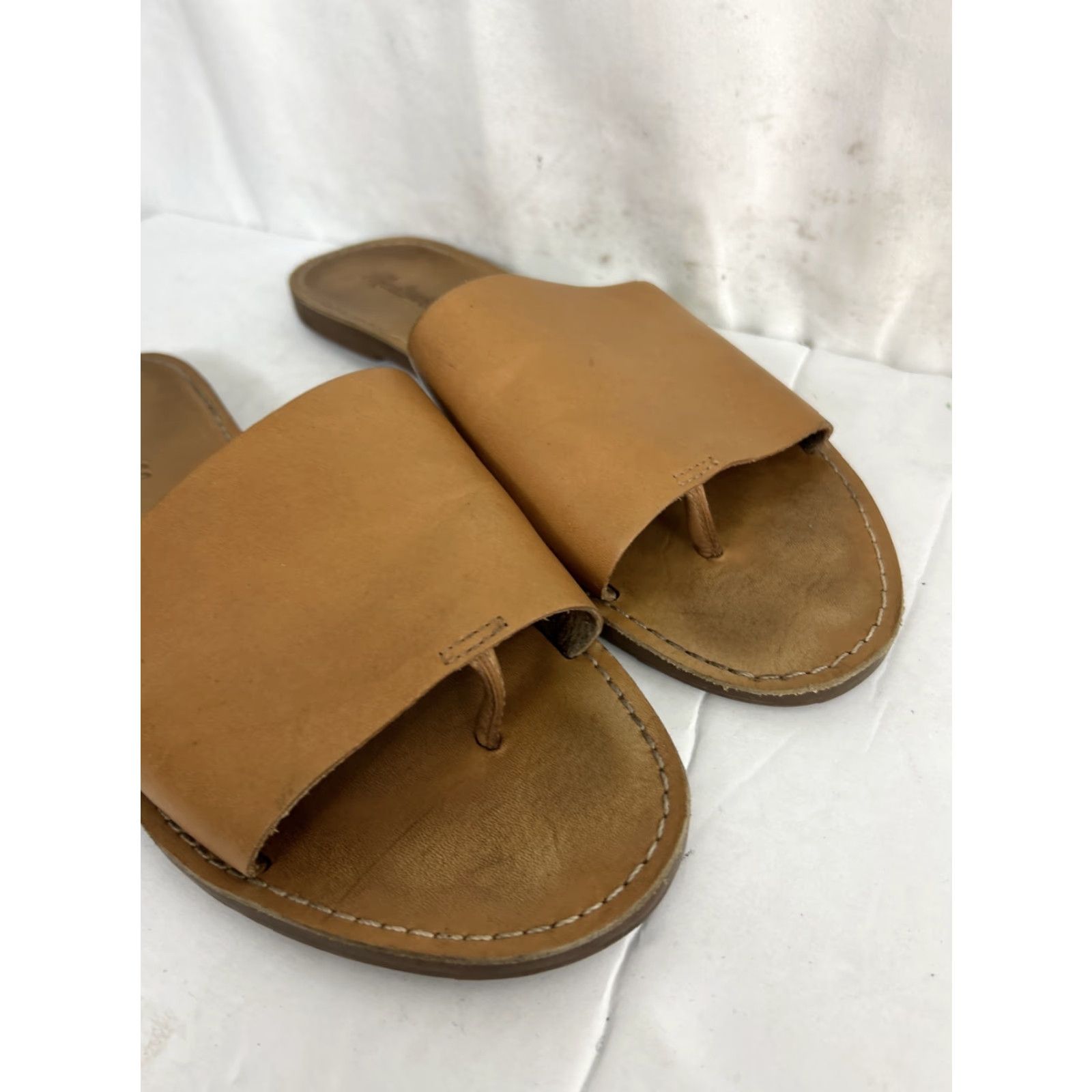 Madewell Madewell Women's Boardwalk Post Slide Sandals Slip-On Leather True Tan 9 Size US 9 / IT 39 - 2 Thumbnail