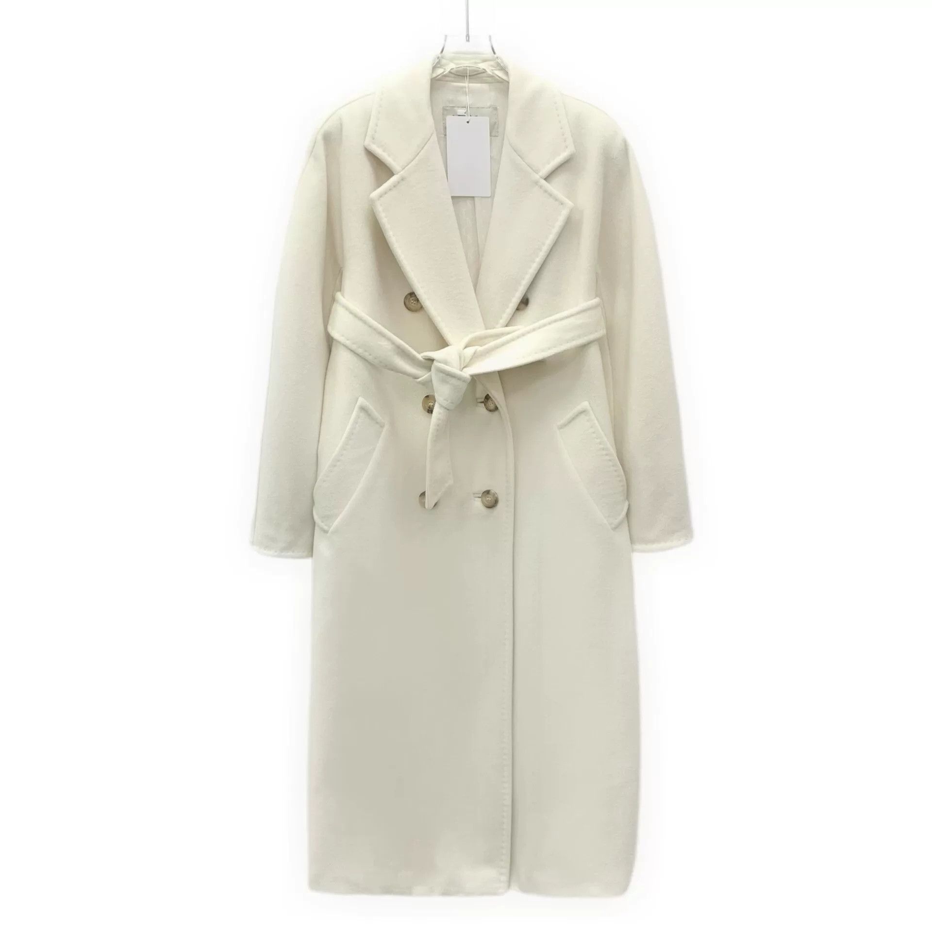 Max Mara cream wool double-breasted coat with belt Size US S / EU 44-46 / 1 - 1 Thumbnail