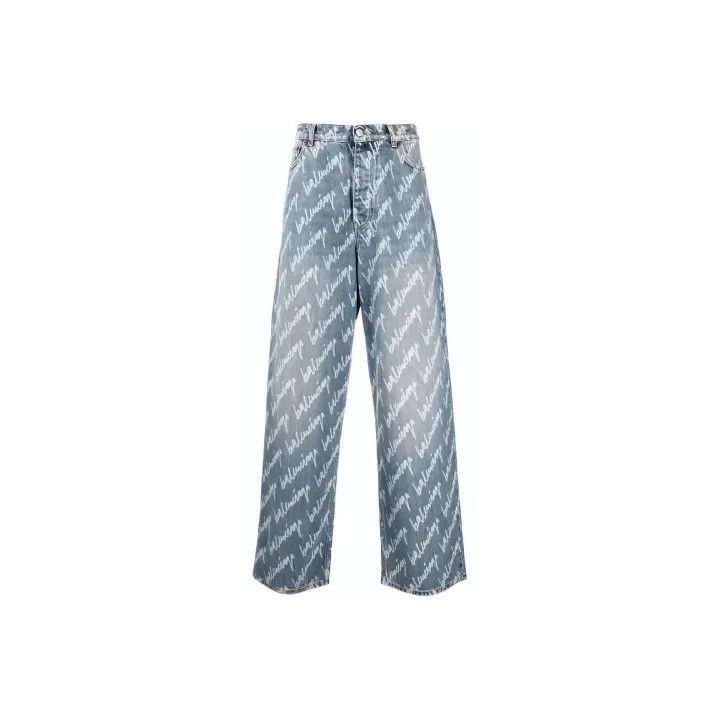 Balenciaga Balenciaga SS22 Logo Printed Loose Denim Pants