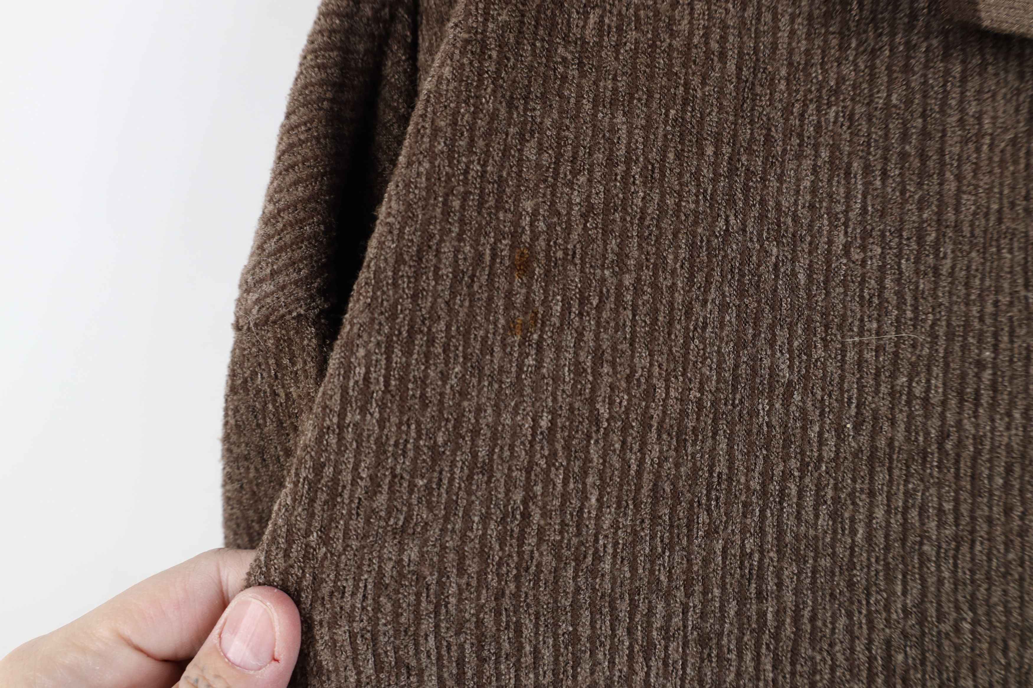 Vintage Vintage 90s Streetwear Ribbed Fleece Collared Sweater Brown Size US XXL / EU 58 / 5 - 6 Thumbnail