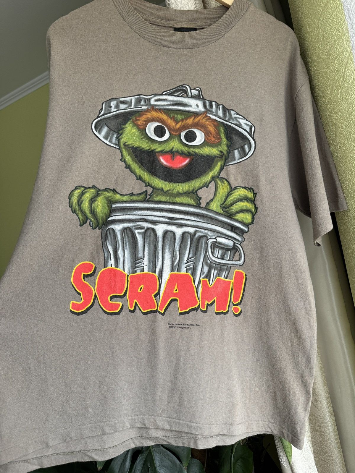 Changes Vintage 90s Sesame Street Scram Jim Hanson T-Shirt Khaki Size US L / EU 52-54 / 3 - 7 Thumbnail