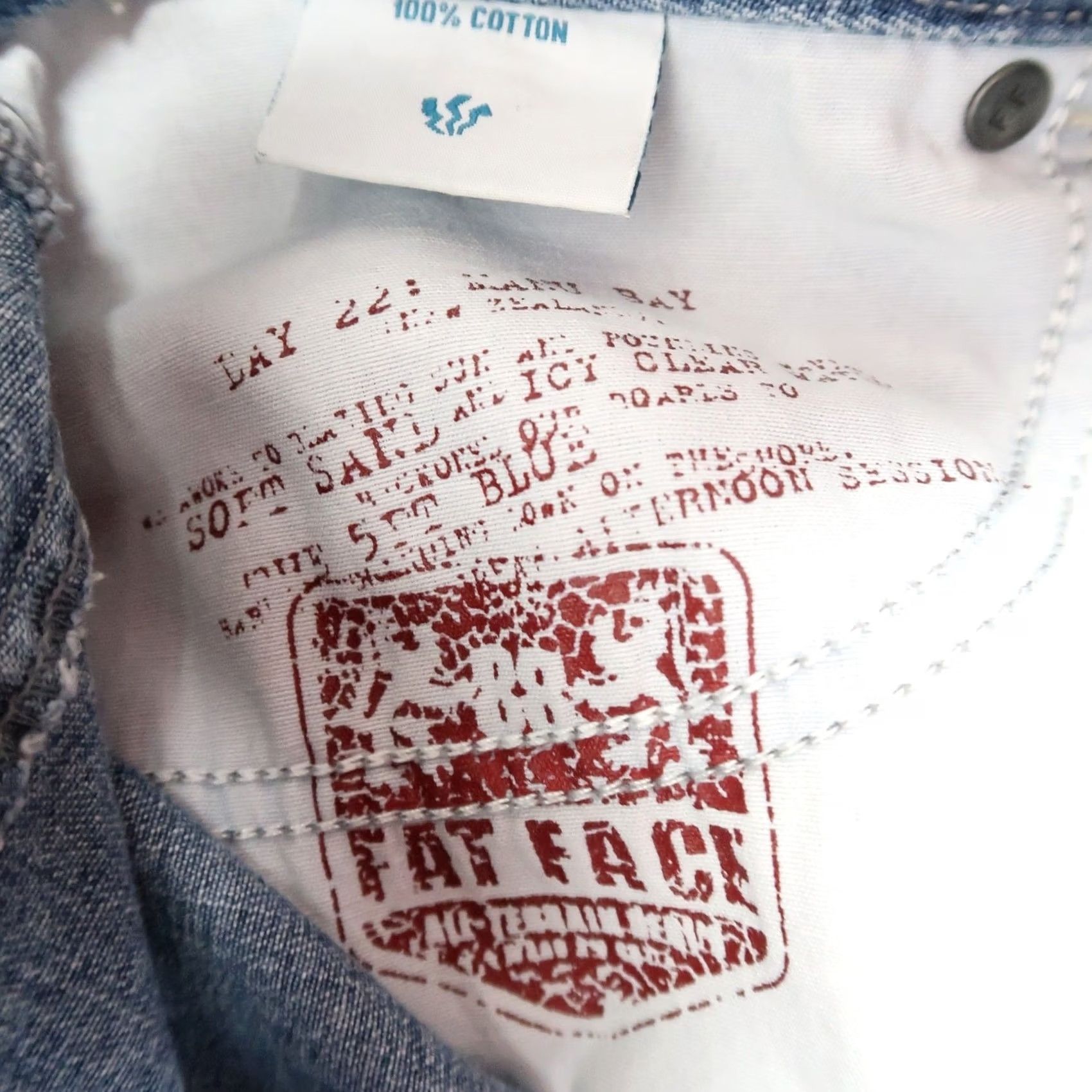 FatFace VINTAGE Fat Face Blue Denim Panel A-Line Mini Skirt XL Regular Women Cotton Denim Short Skirt Fall Spring Summer Womens Size 40" / US 18 - 6 Thumbnail