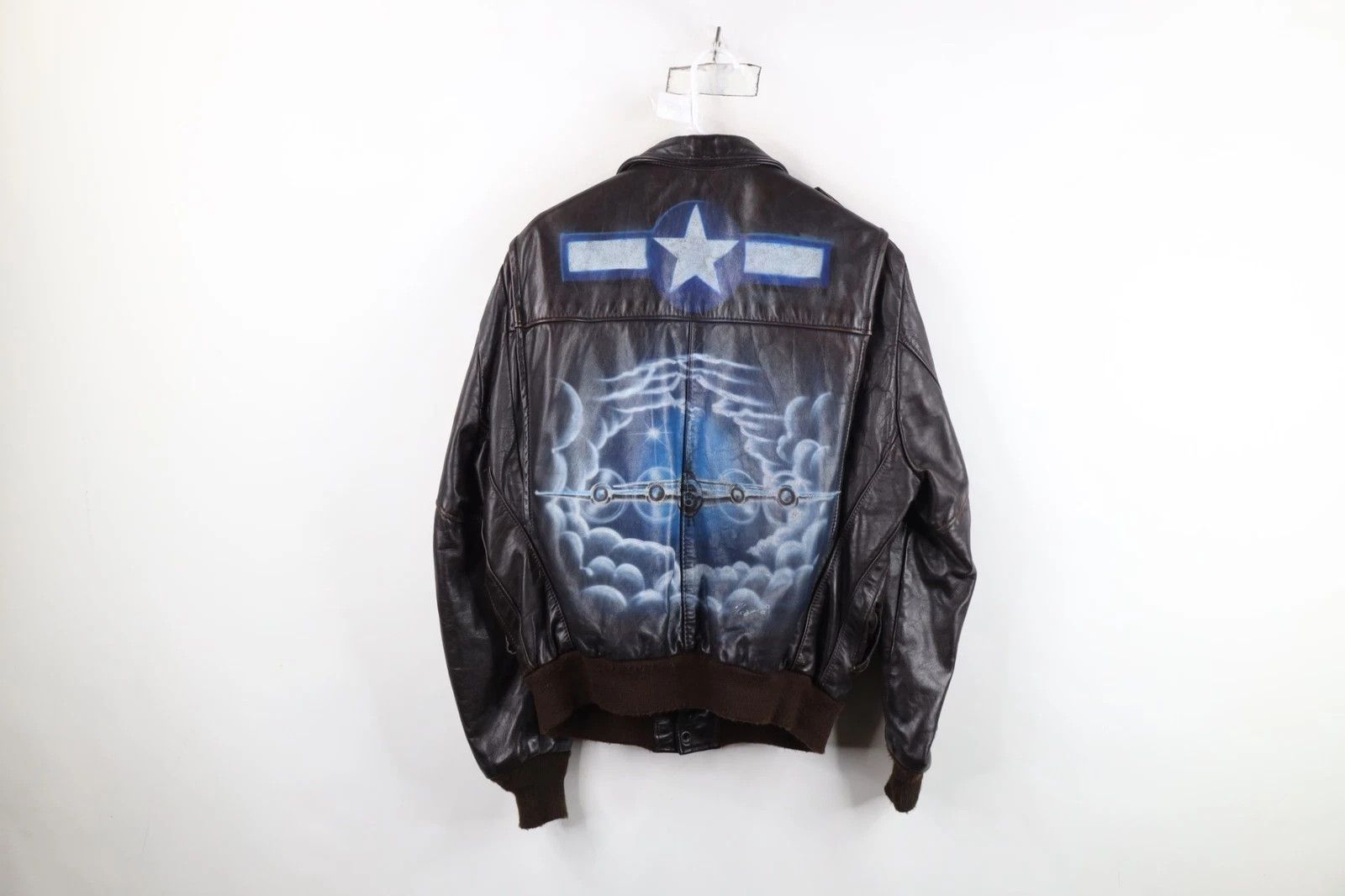Vintage Vintage 70s Streetwear Brushed Leather Flight Bomber Jacket Size US XL / EU 56 / 4 - 14 Thumbnail
