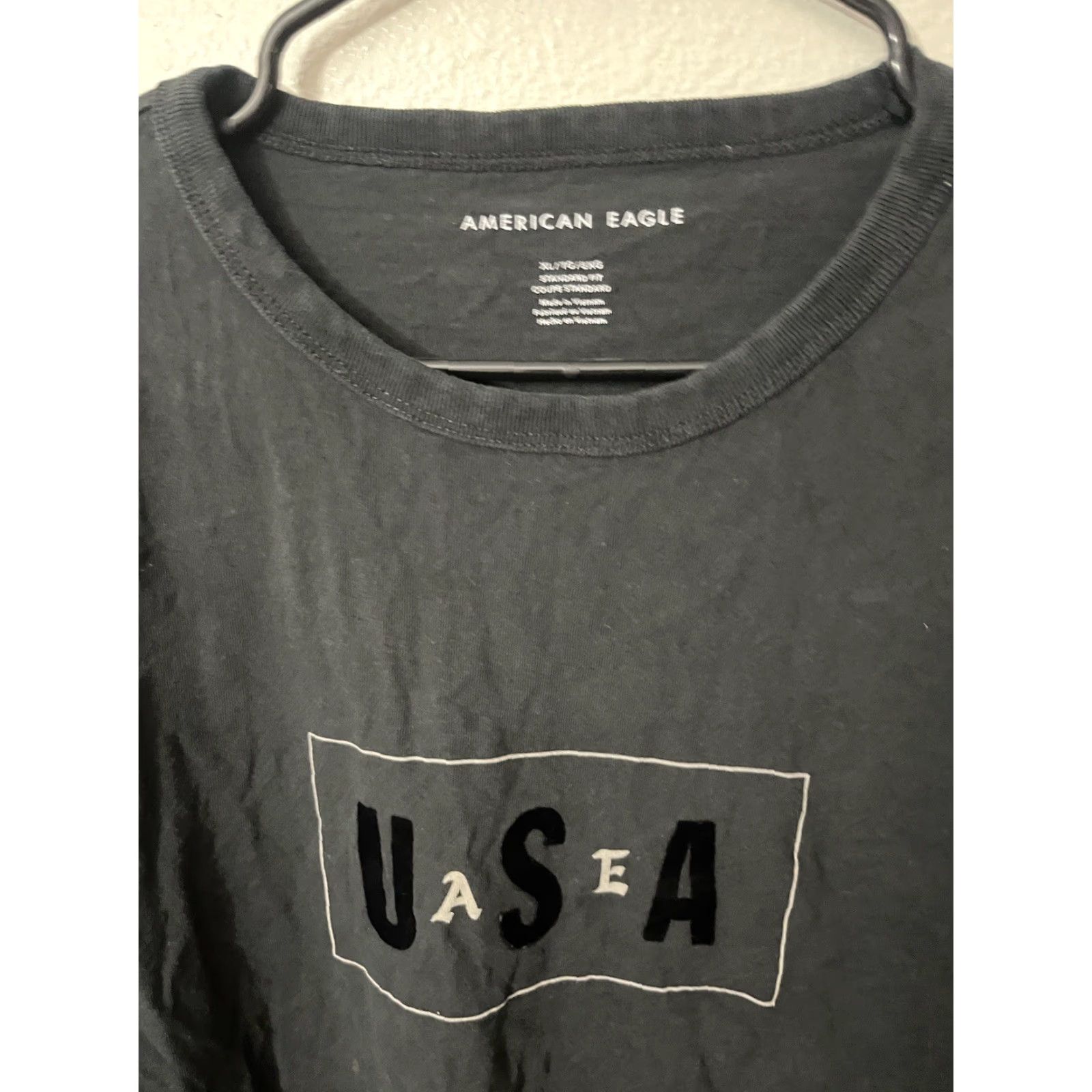 American Eagle Outfitters American Eagle Outfitters T-Shirt Men XL Black Graphic Logo Long Sleeve Crew Neck Cotton Blend Mens Size US XL / EU 56 / 4 - 2 Thumbnail