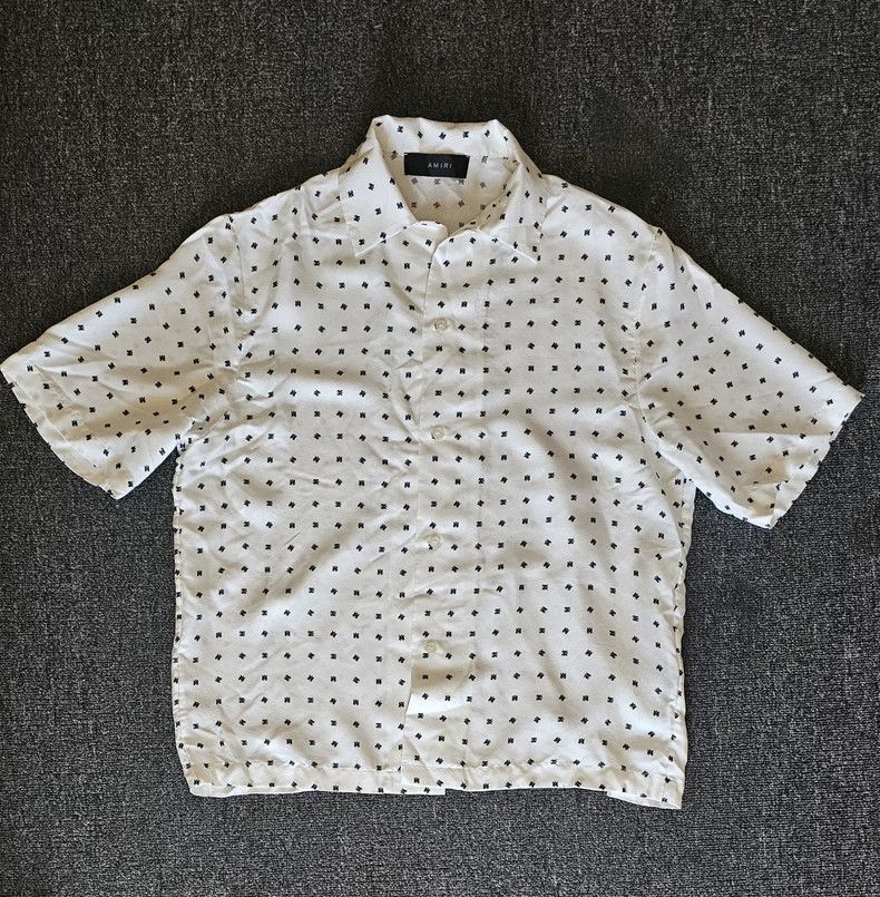 Amiri Amiri Men's Silk Short Sleeve Logo Shirt-yf Size US M / EU 48-50 / 2 - 1 Thumbnail