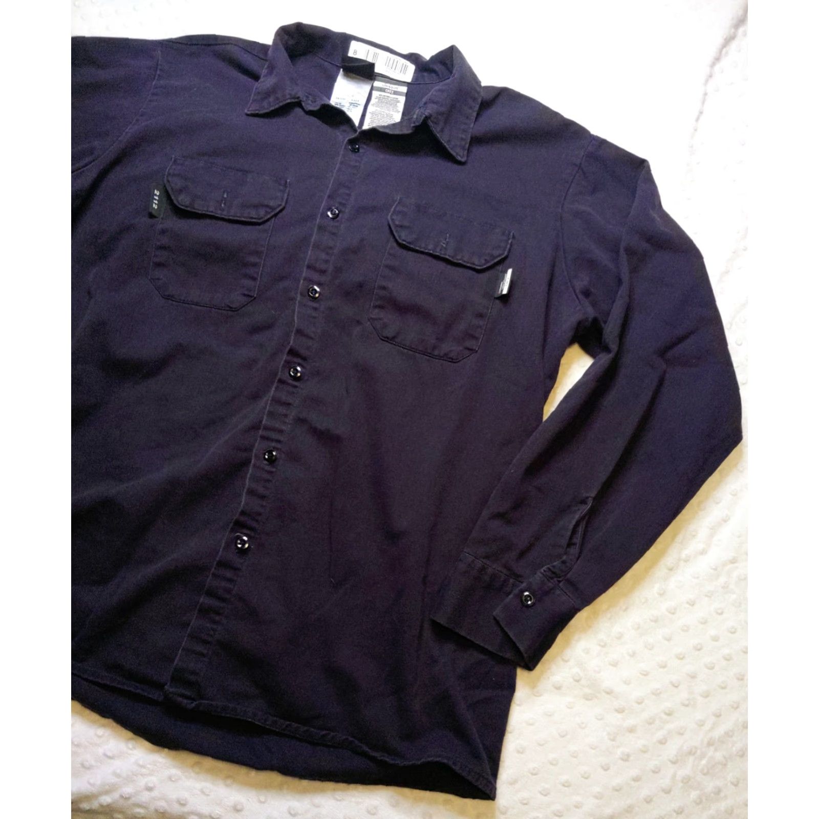 Essentials Steel Guard Essentials Mens Shirt Large Navy Blue Twill Button-Up Pocketed Workwear Cat Classic Biker Size US L / EU 52-54 / 3 - 2 Thumbnail