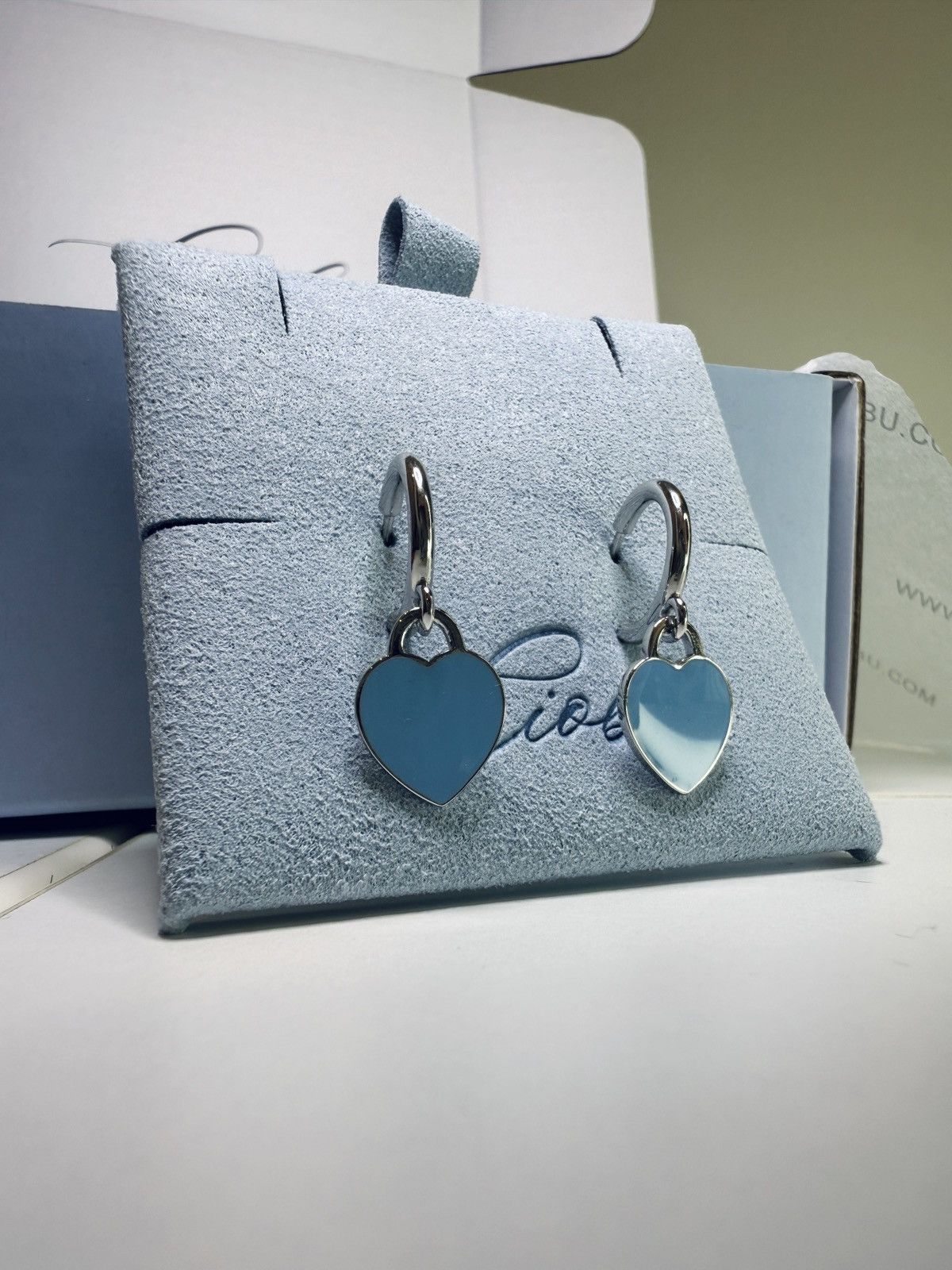 Vintage Vintage Enamel Blue heart earrings Size ONE SIZE - 1 Thumbnail