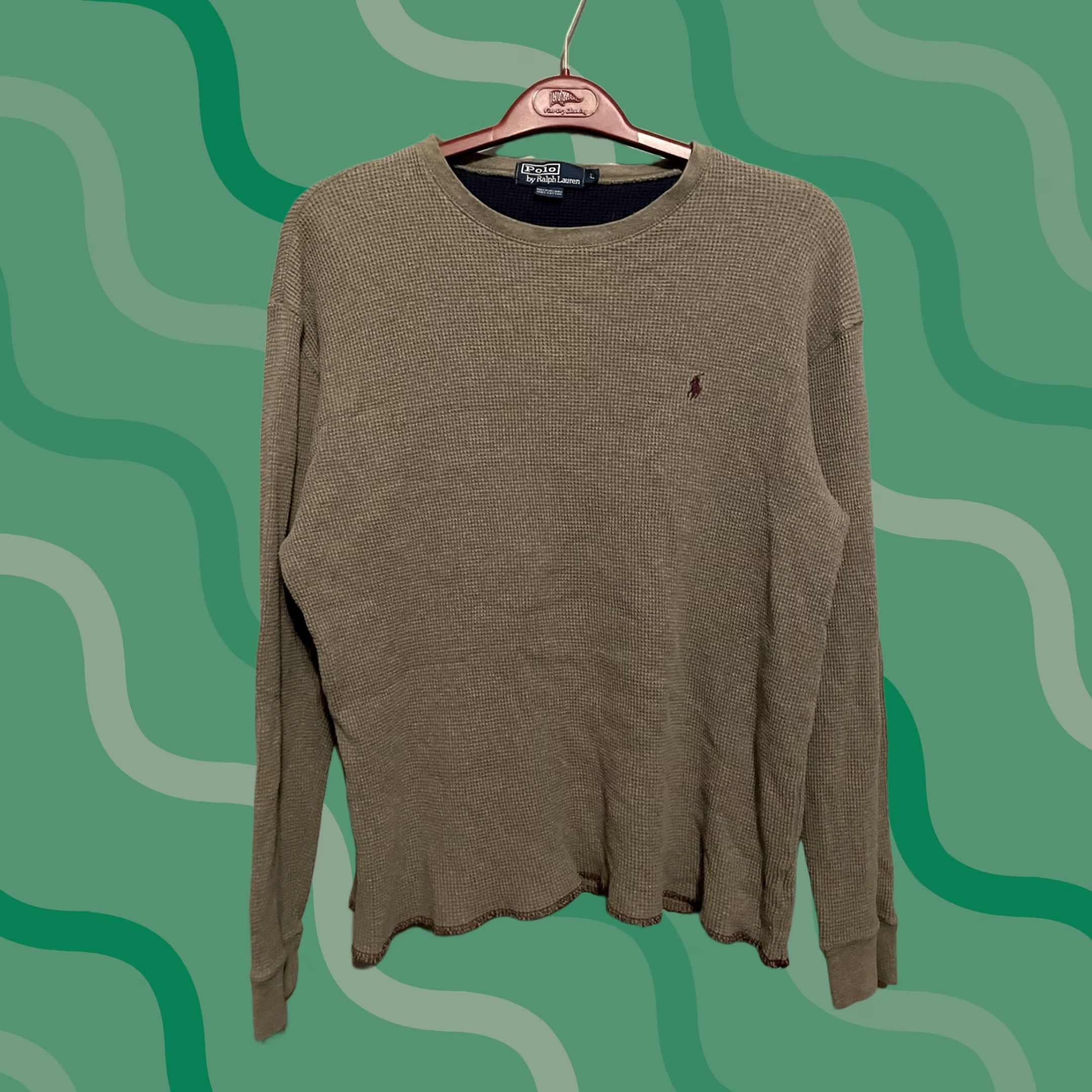 Ralph Lauren Polo Ralph Lauren Shirt Mens Blue Waffle Knit Thermal Long Sleeve Crew Neck Size L Size US L / EU 52-54 / 3 - 1 Thumbnail