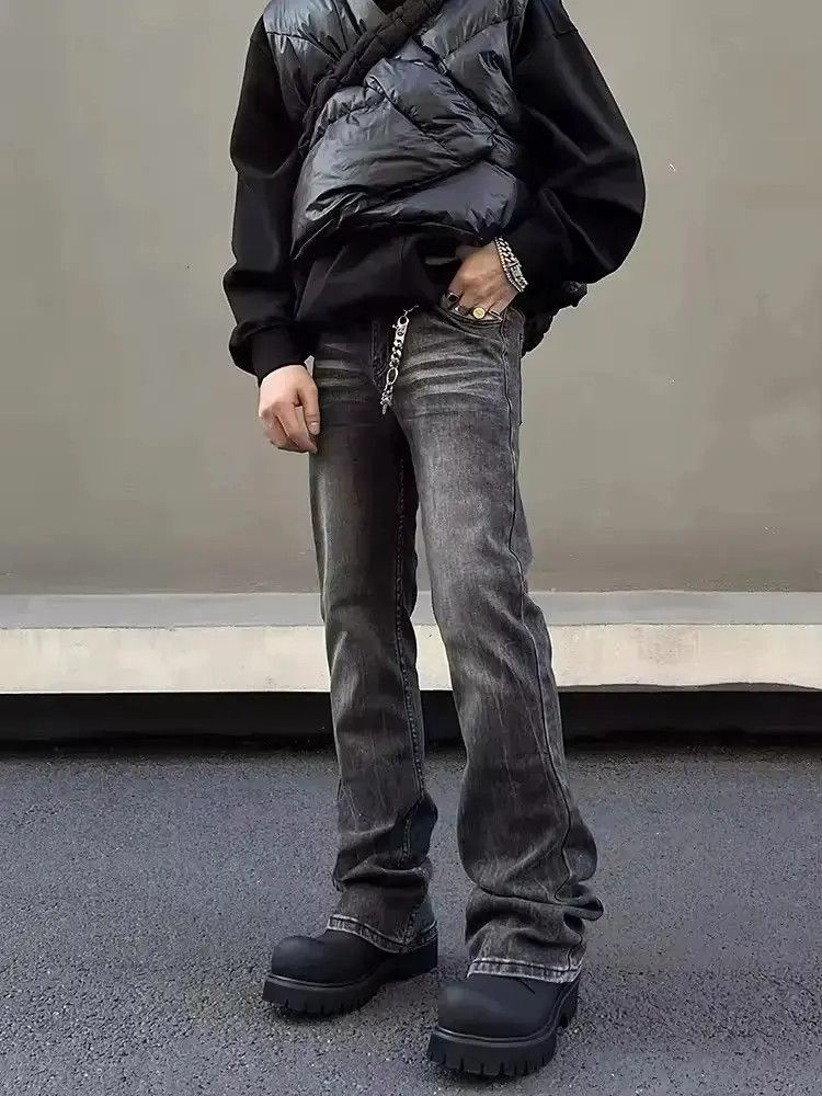 Japanese Brand Retro Gray Brushed Flare Jean Size US 32 / EU 48 - 3 Thumbnail