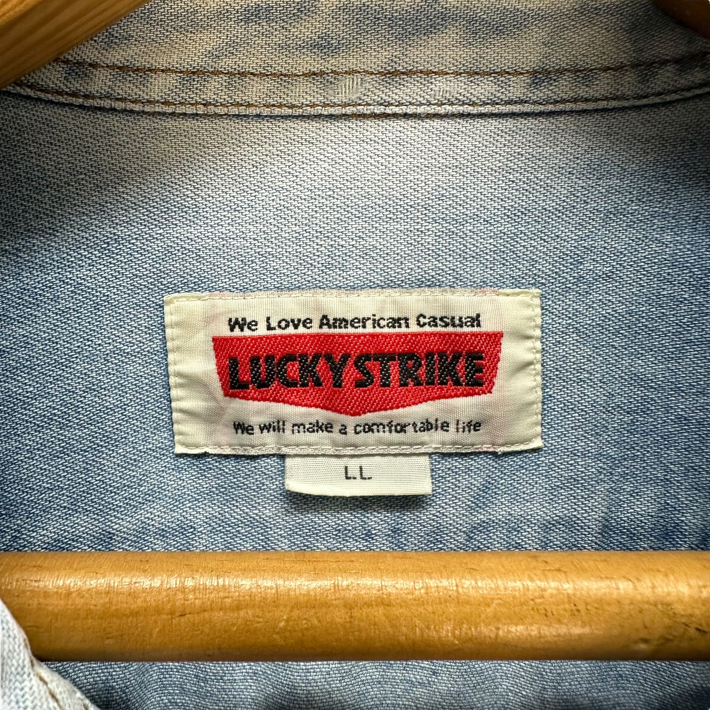 Vintage 90's LUCKY STRIKE Denim Button Shirt #A6-0147 Size US XL / EU 56 / 4 - 7 Thumbnail