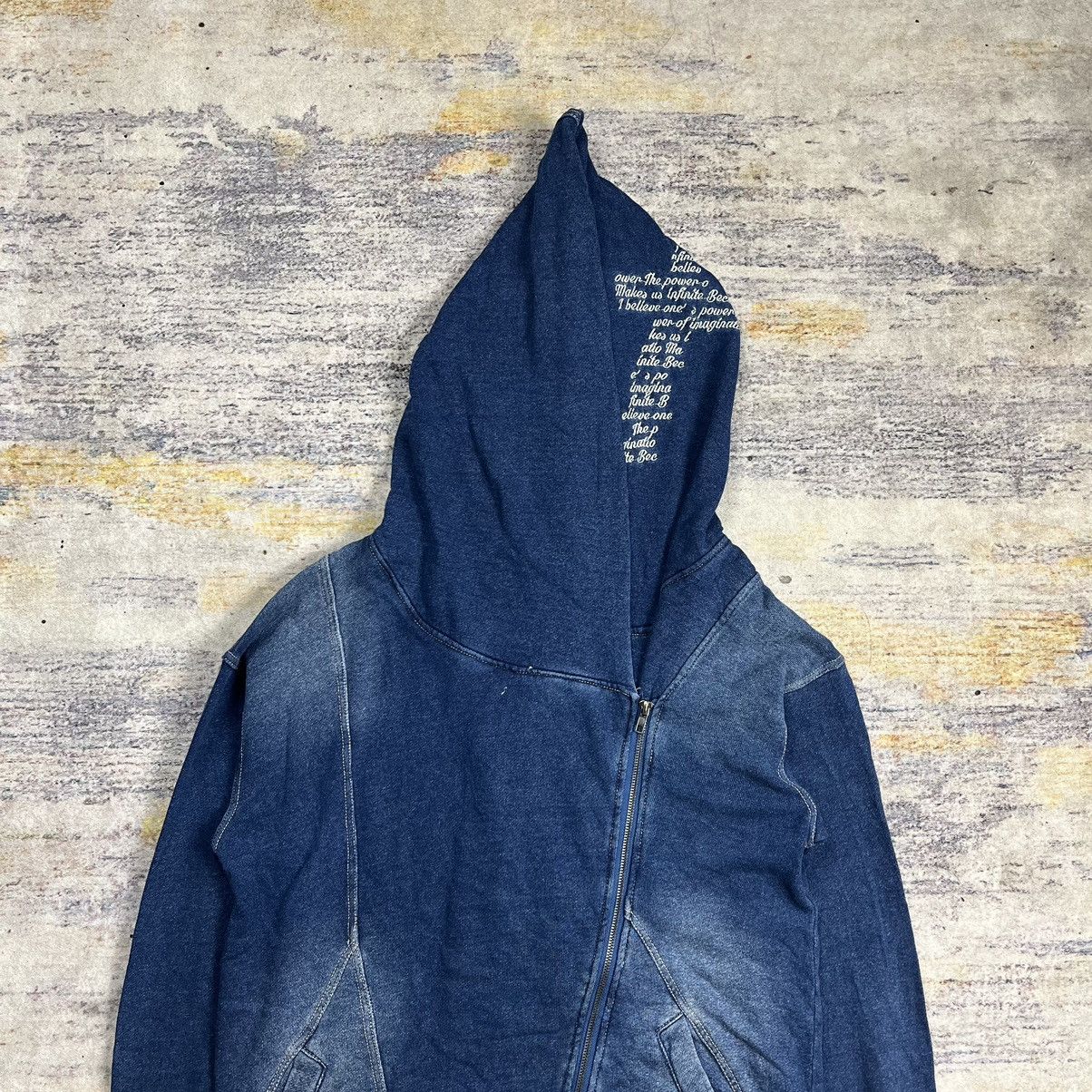 Japanese Brand Heaven and Earth indigo asymmetrical biker zip hoodie Size US M / EU 48-50 / 2 - 5 Thumbnail